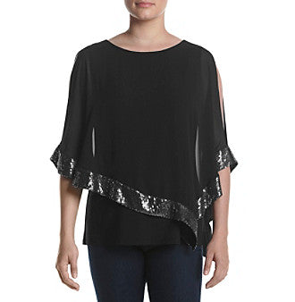 Sequined Chiffon Asymmetrical Blouse