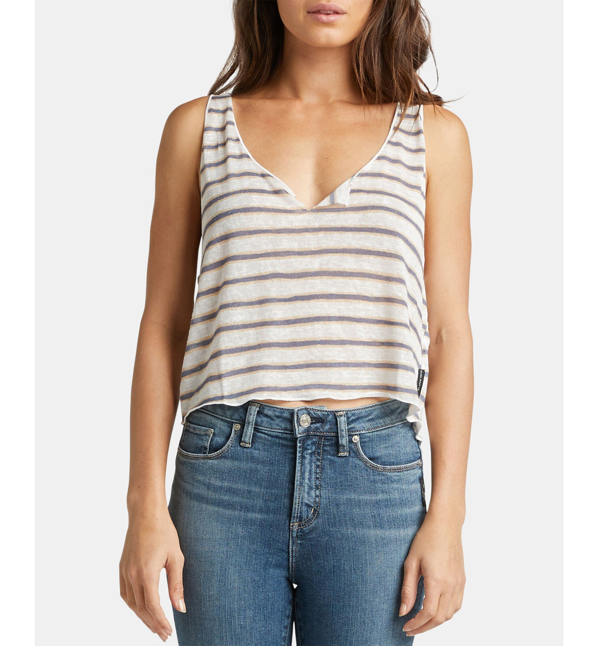 Silver Jeans Co. Adrianna Striped Cropped Top Blue S