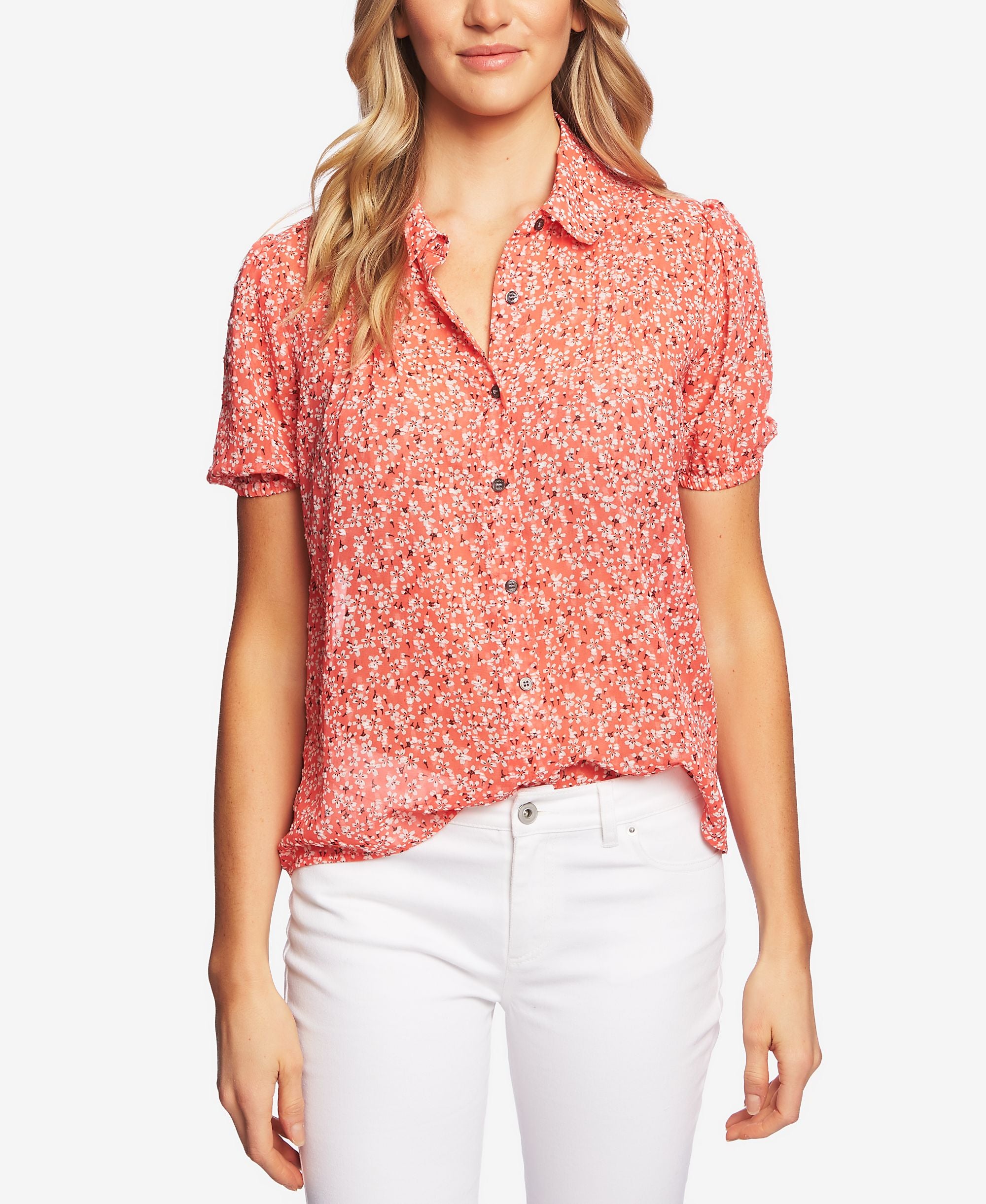 Cece Sakura Delight Floral Print Blouse