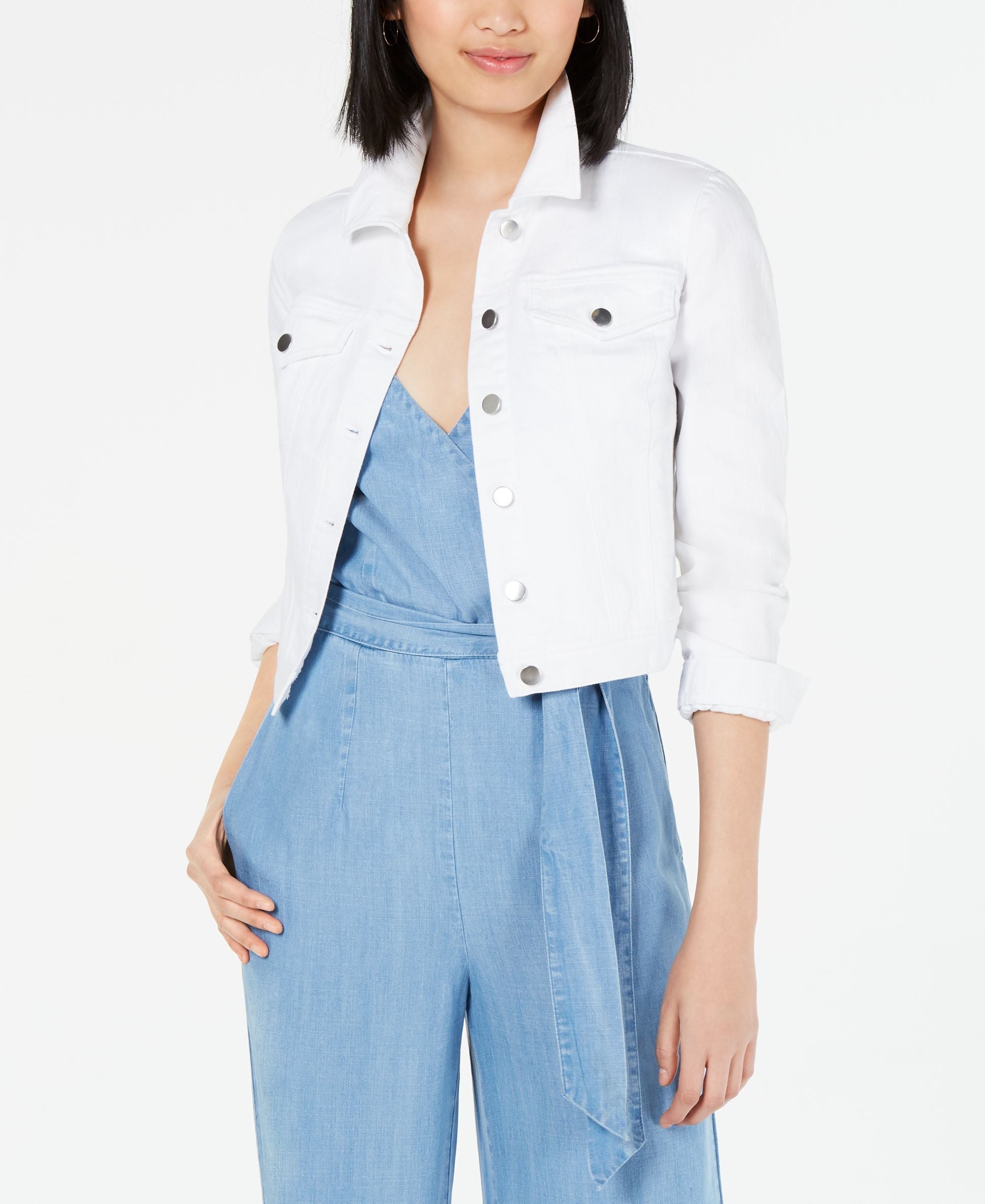 Maison Jules Eyelet Sleeve Denim Jacket
