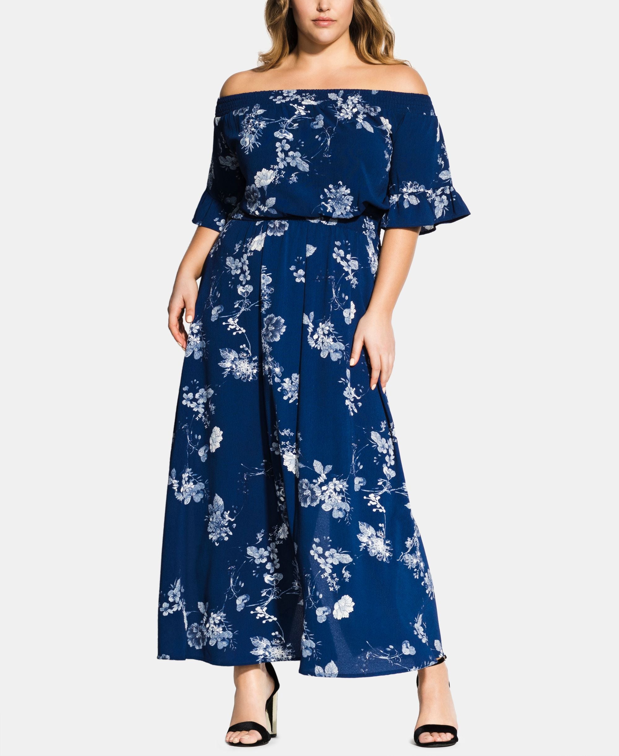 Plus Size Sapphire Garden Maxi Dress