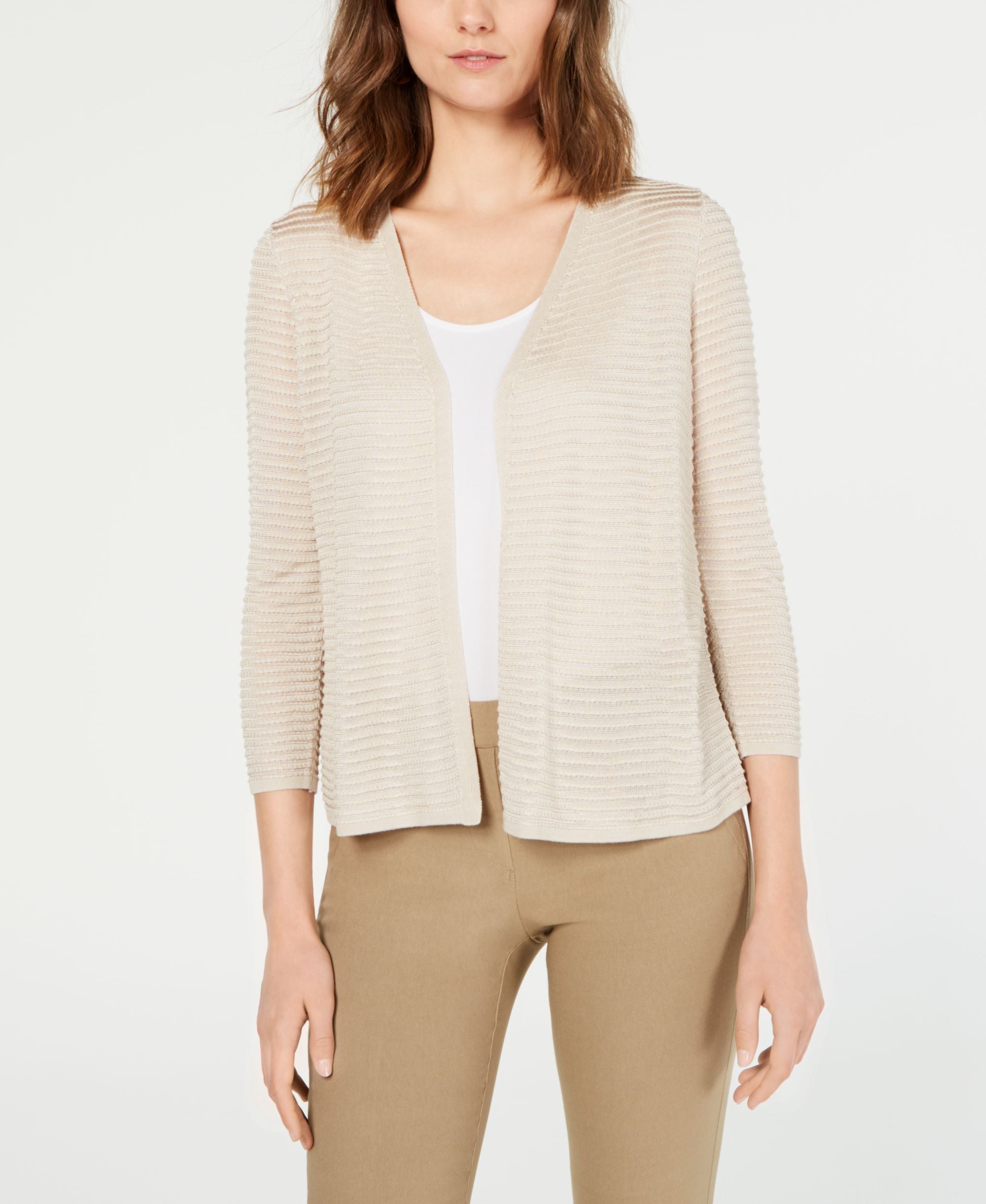 Textured Ottoman-Ribbed Cardigan