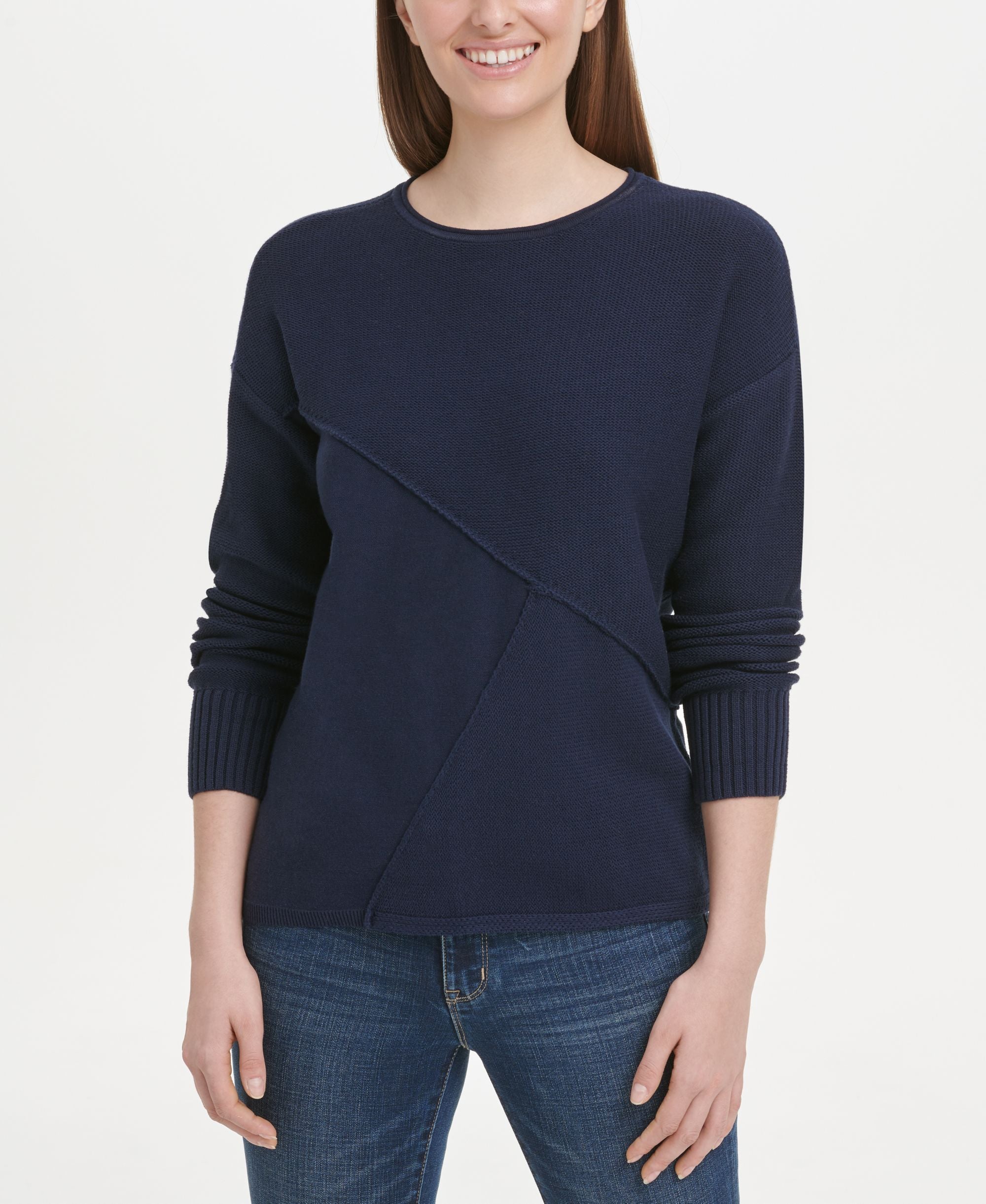 DKNY Pieced Mixed Media Sweater