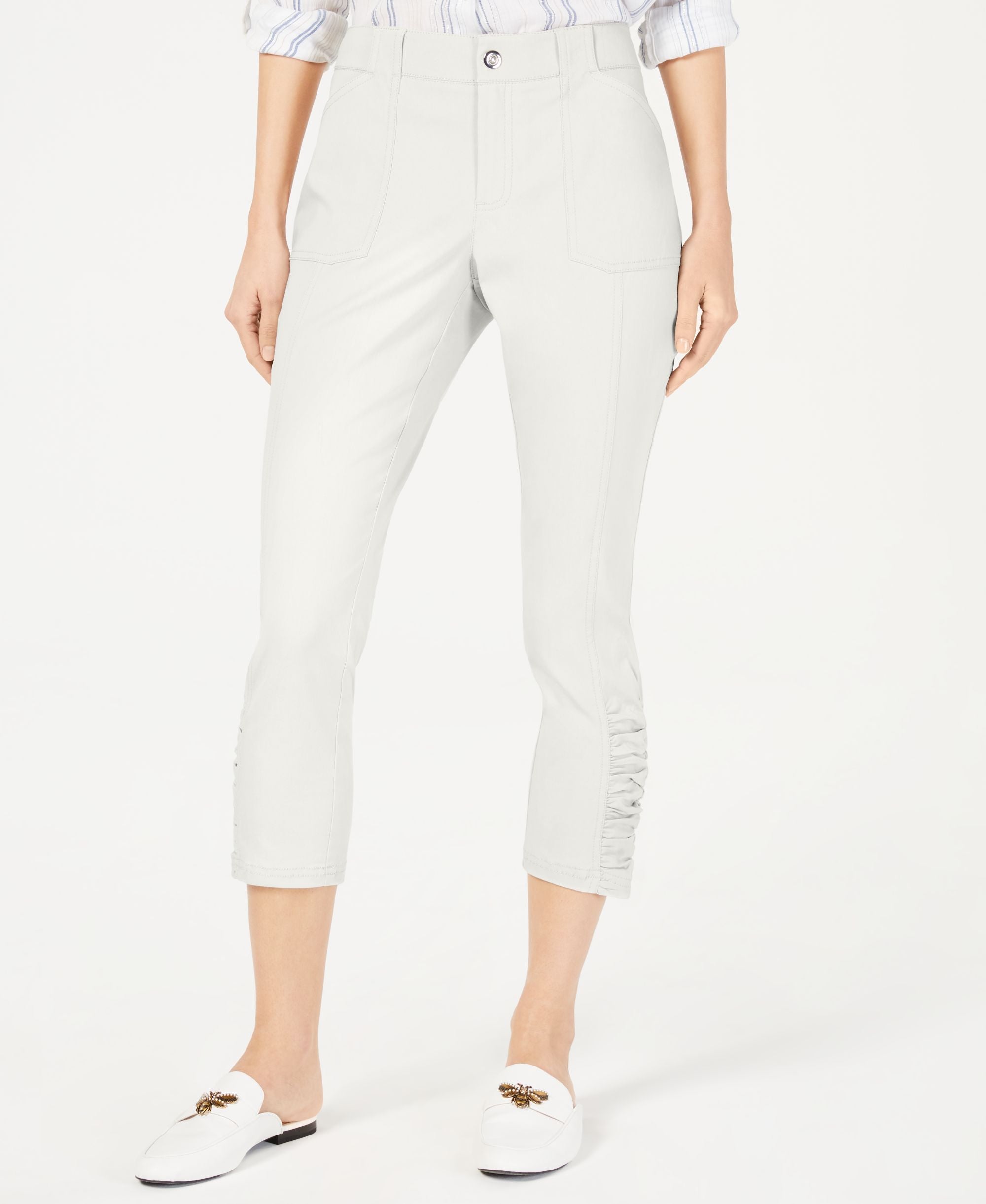 INC Curvy Ruched-Hem Cropped Pants