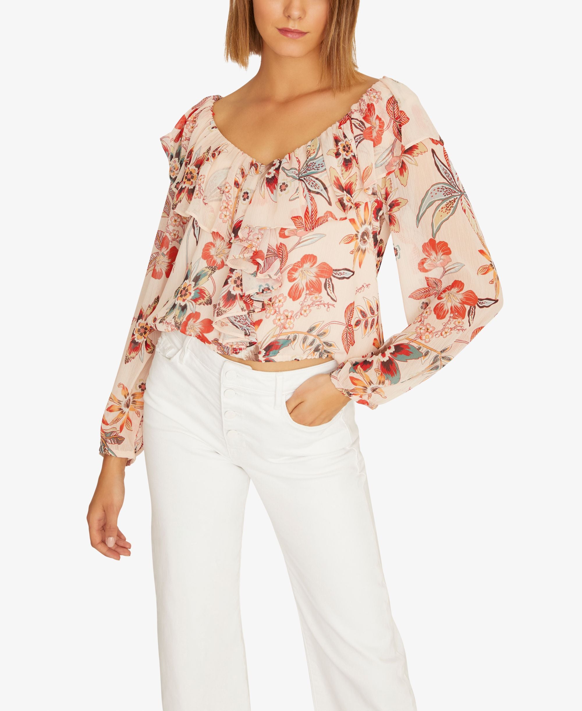 Lady Like Floral-Print Ruffle Top