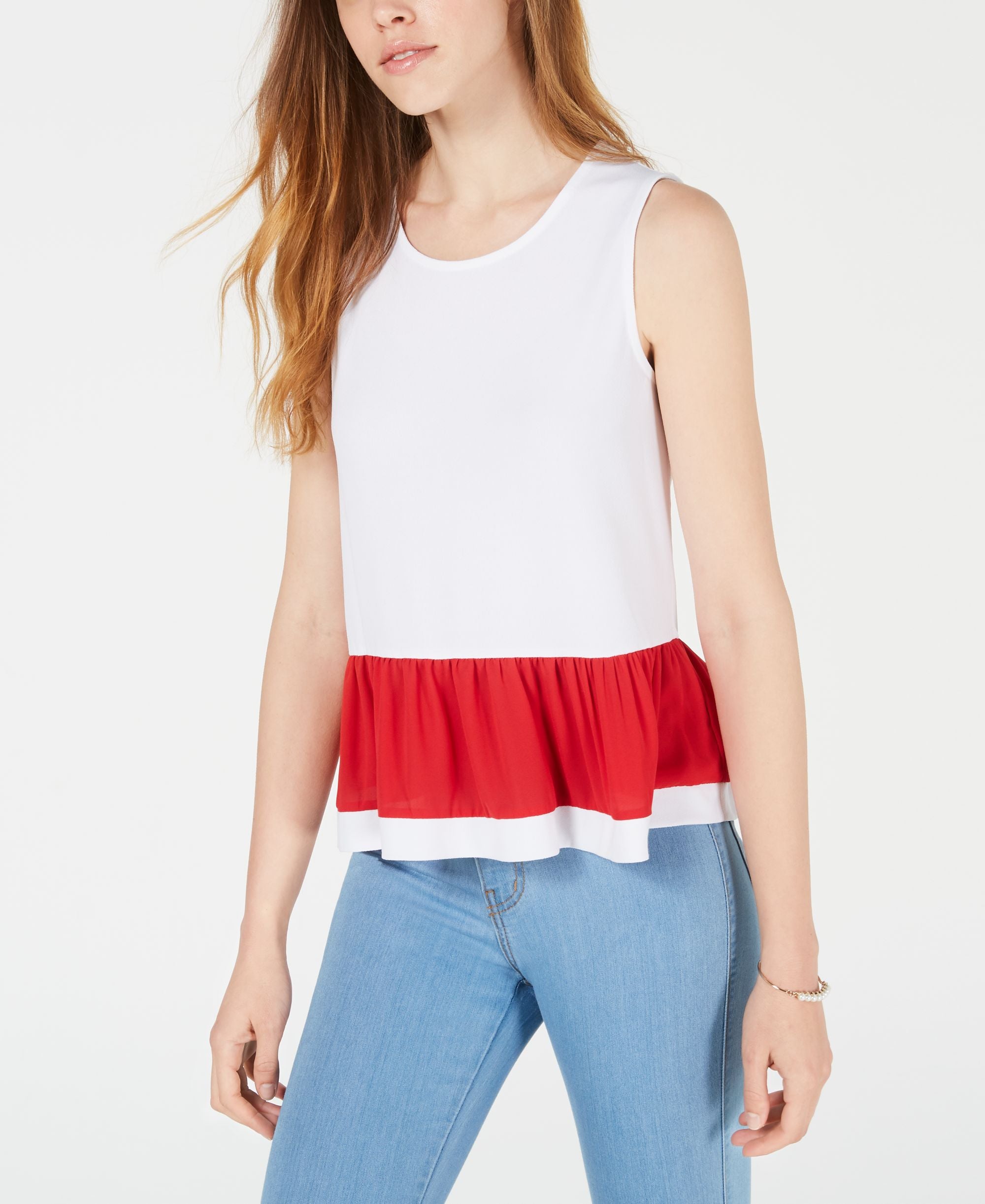 Two-Tone Peplum Top