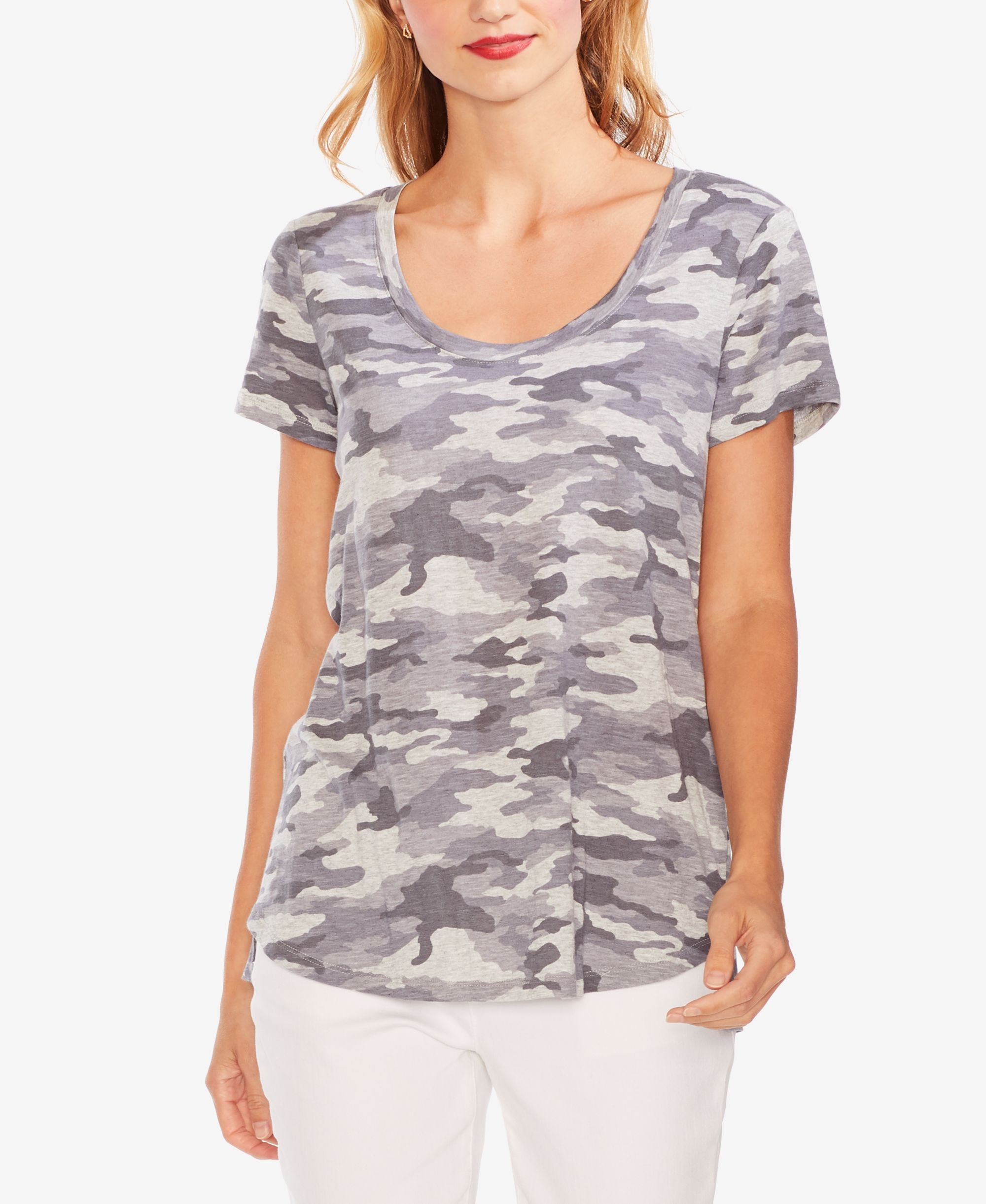 Camouflage-Print Scoop-Neck T-Shirt
