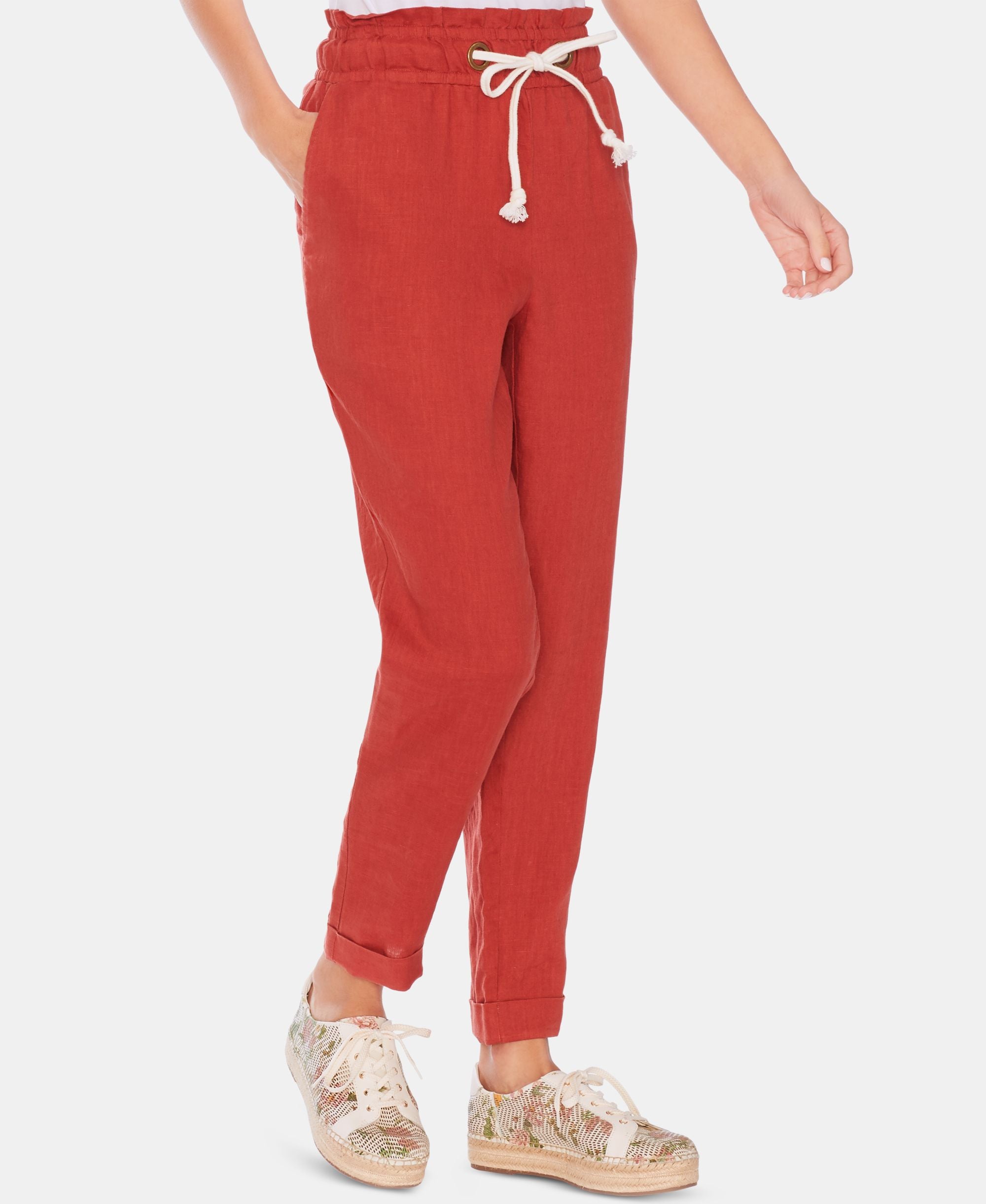 Vince Camuto Linen Slim Leg Pull On Pants