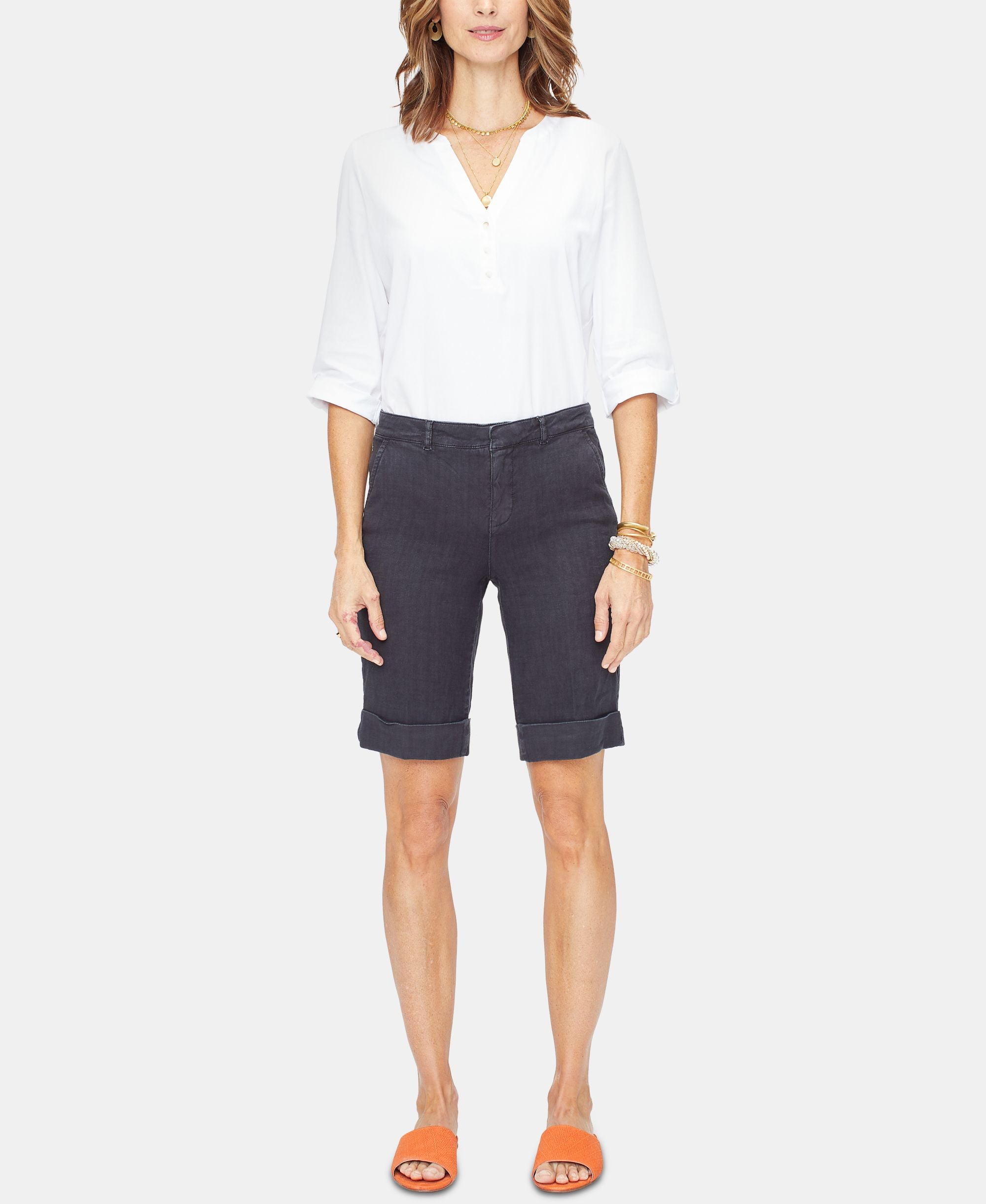 Nydj Tummy Control Cuffed Bermuda Shorts