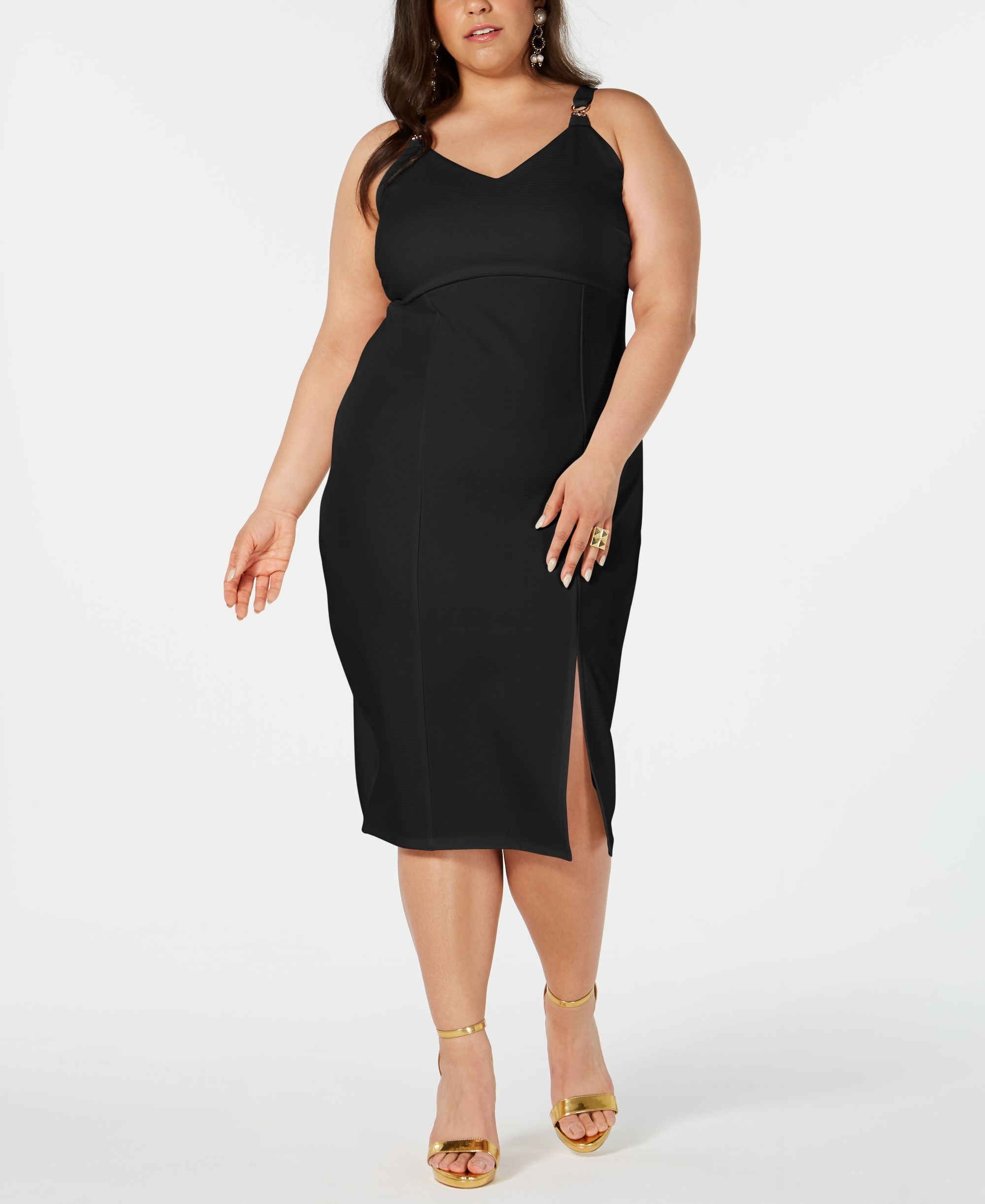 Almost Famous Juniors Plus Size Slit Front Sheath Dress