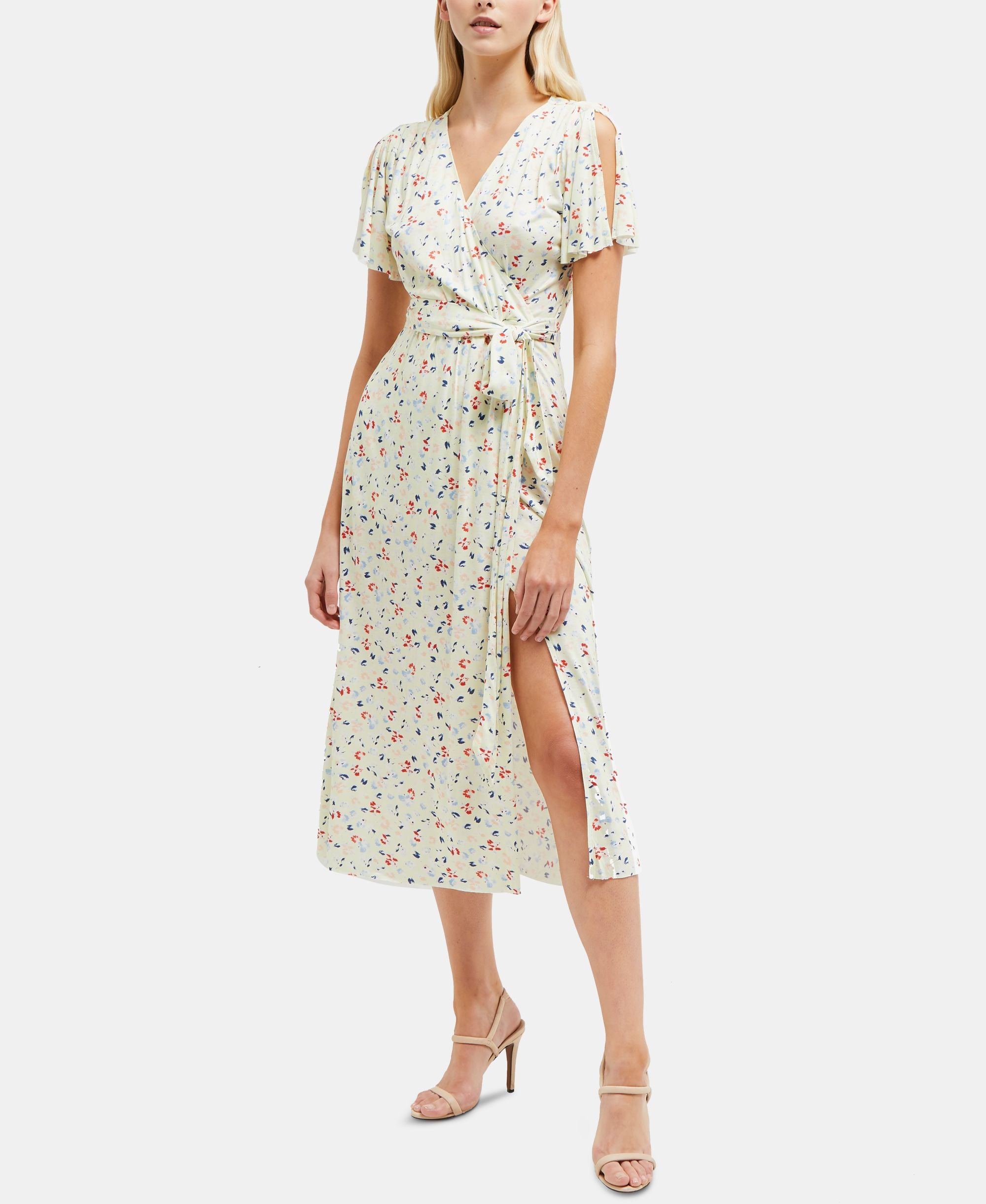 French Connection Roseau Meadow Floral Print Faux Wrap Dress