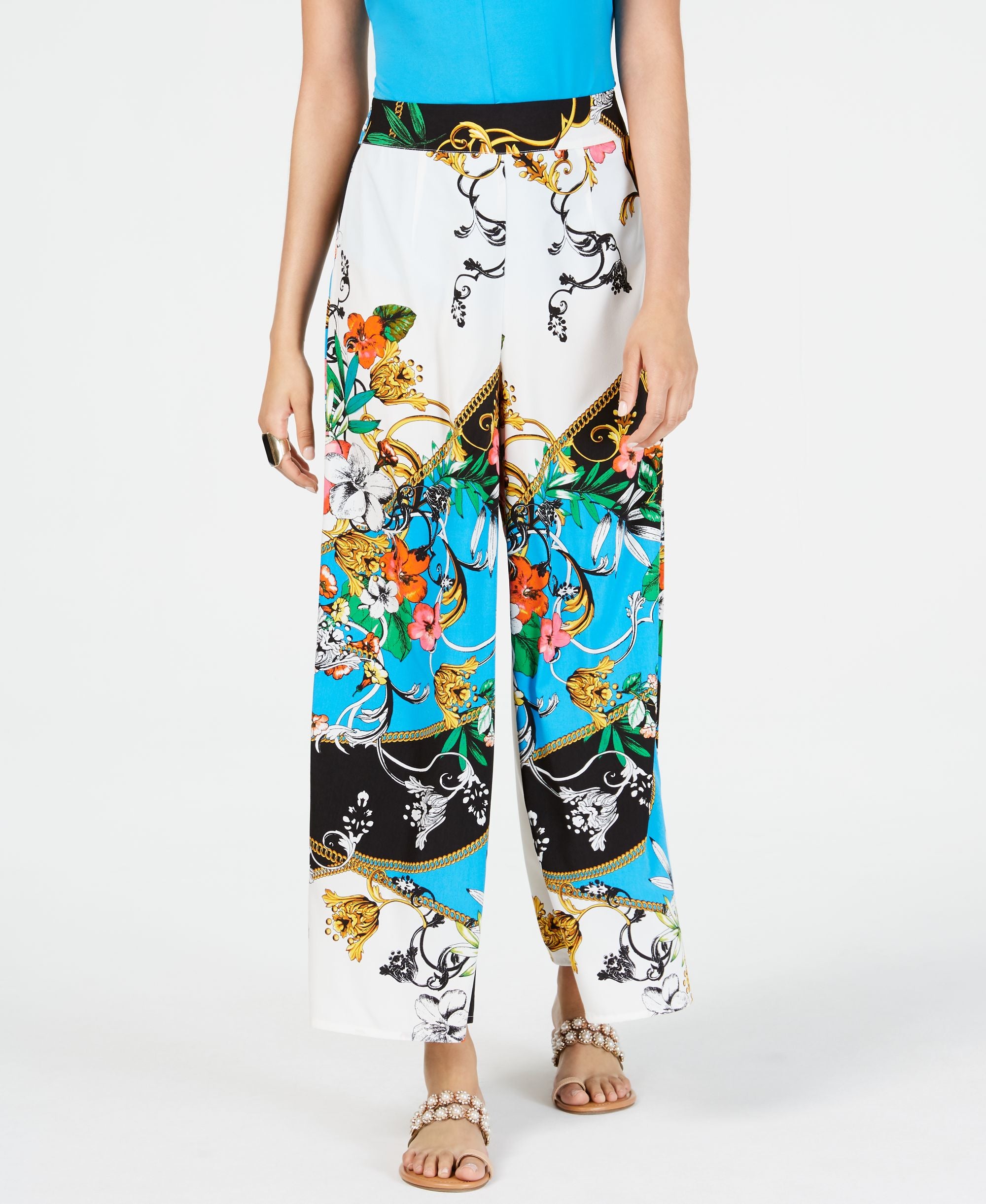 Printed Wide-Leg Pants
