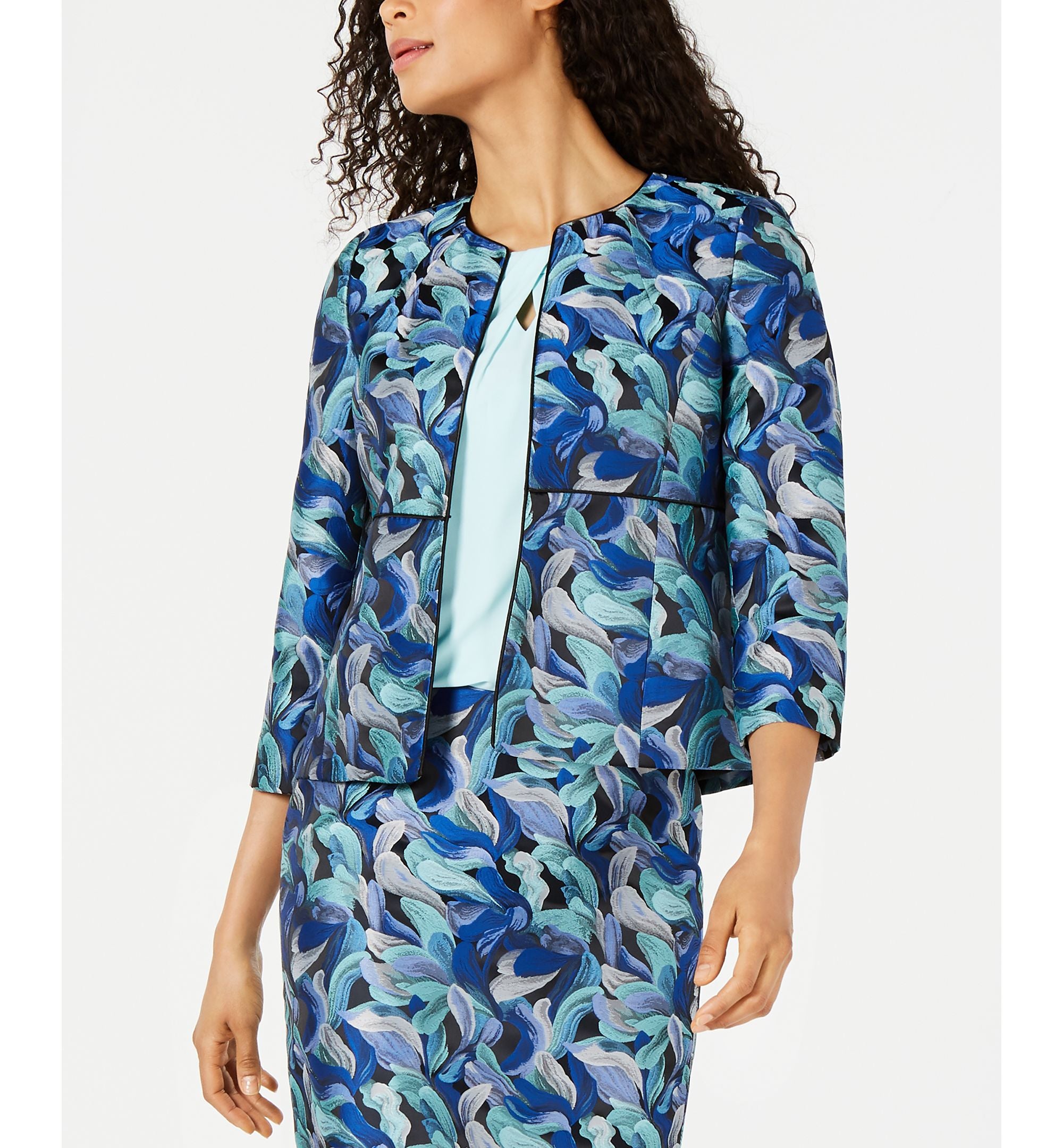 Kasper Petite Jacquard Flyaway Jacket