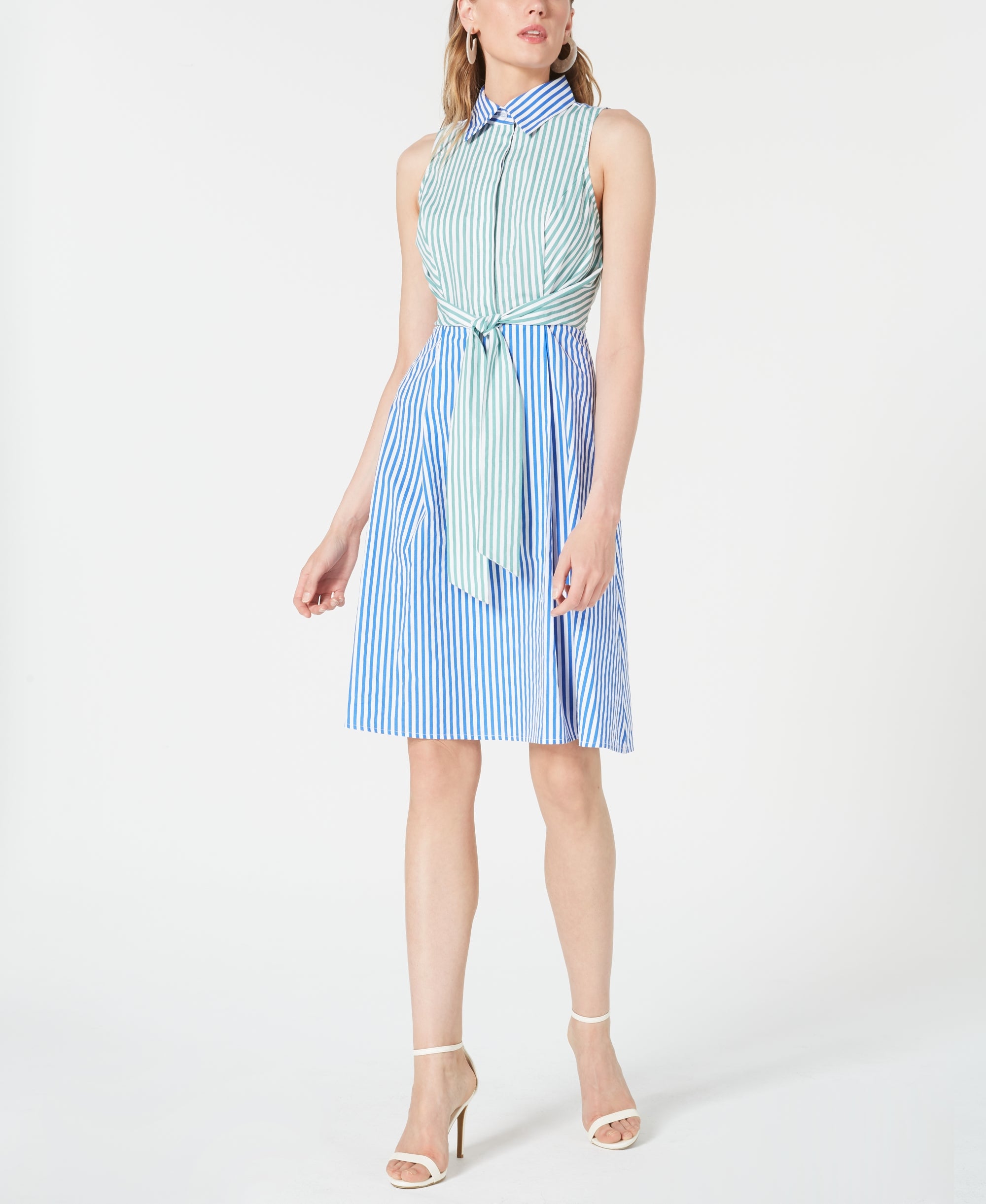 Cotton Colorblocked Shirtdress