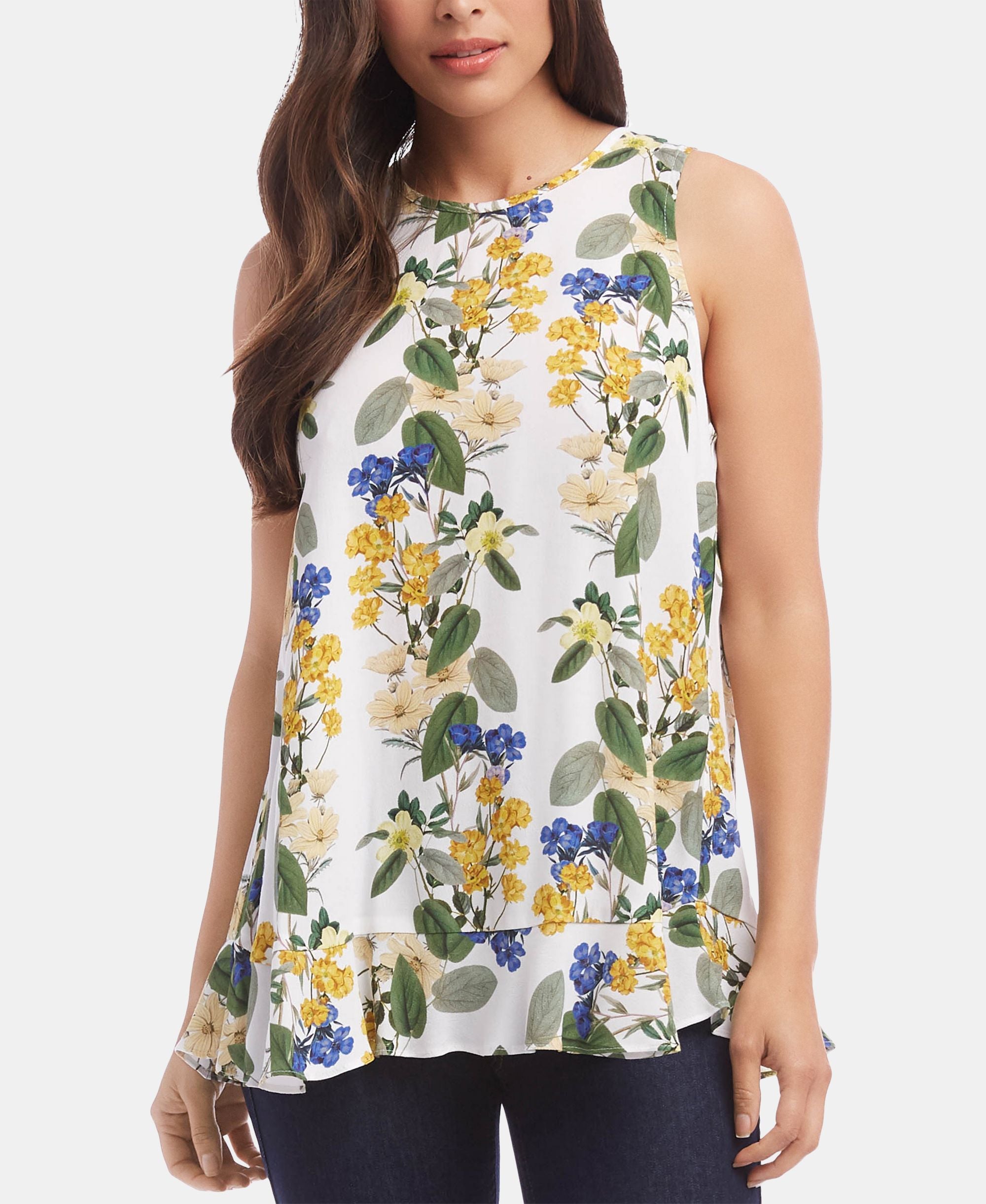 Floral-Print Ruffled-Hem Top