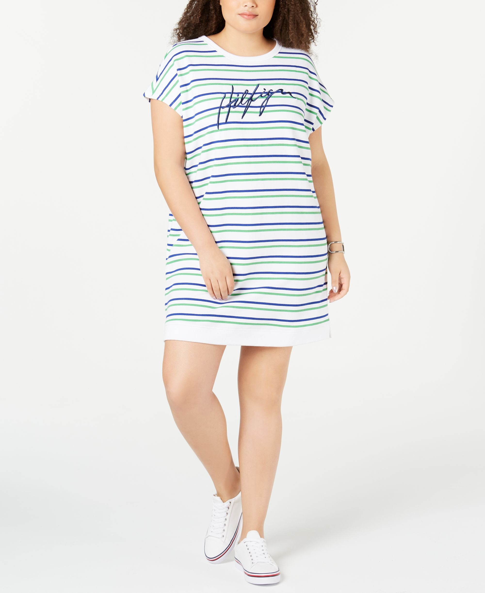 Tommy Hilfiger Sport Plus Size Striped Logo Dress