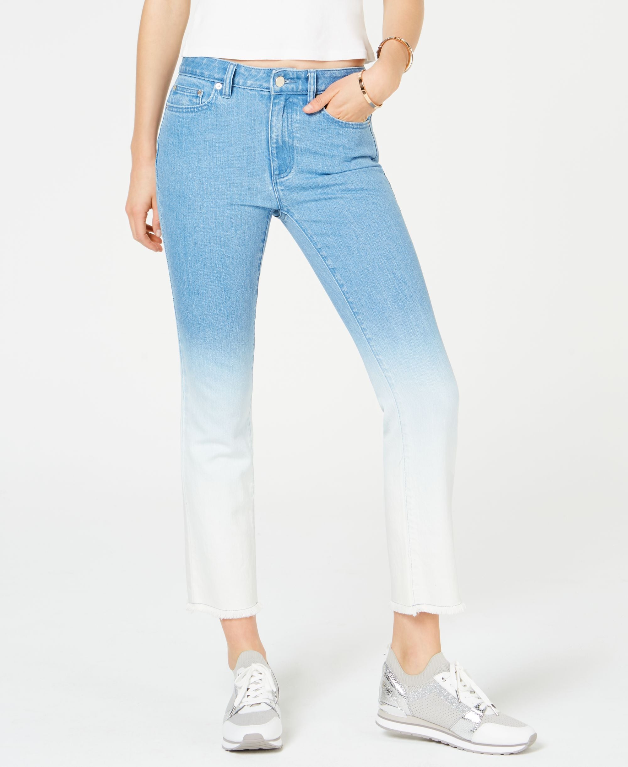 Ombre Cropped Skinny Jeans