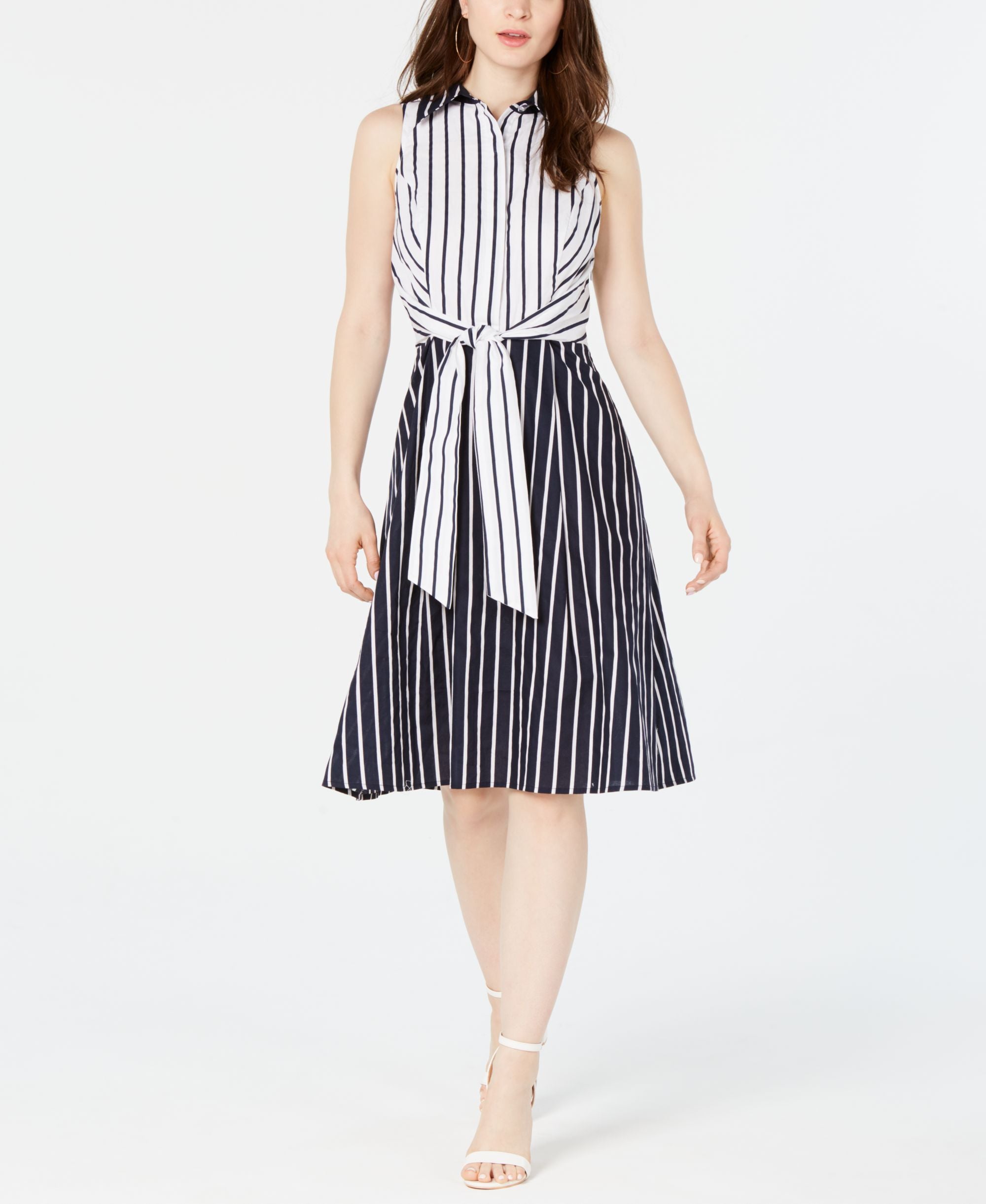 Royalty Clothing Brand Tie Front Striped Dress