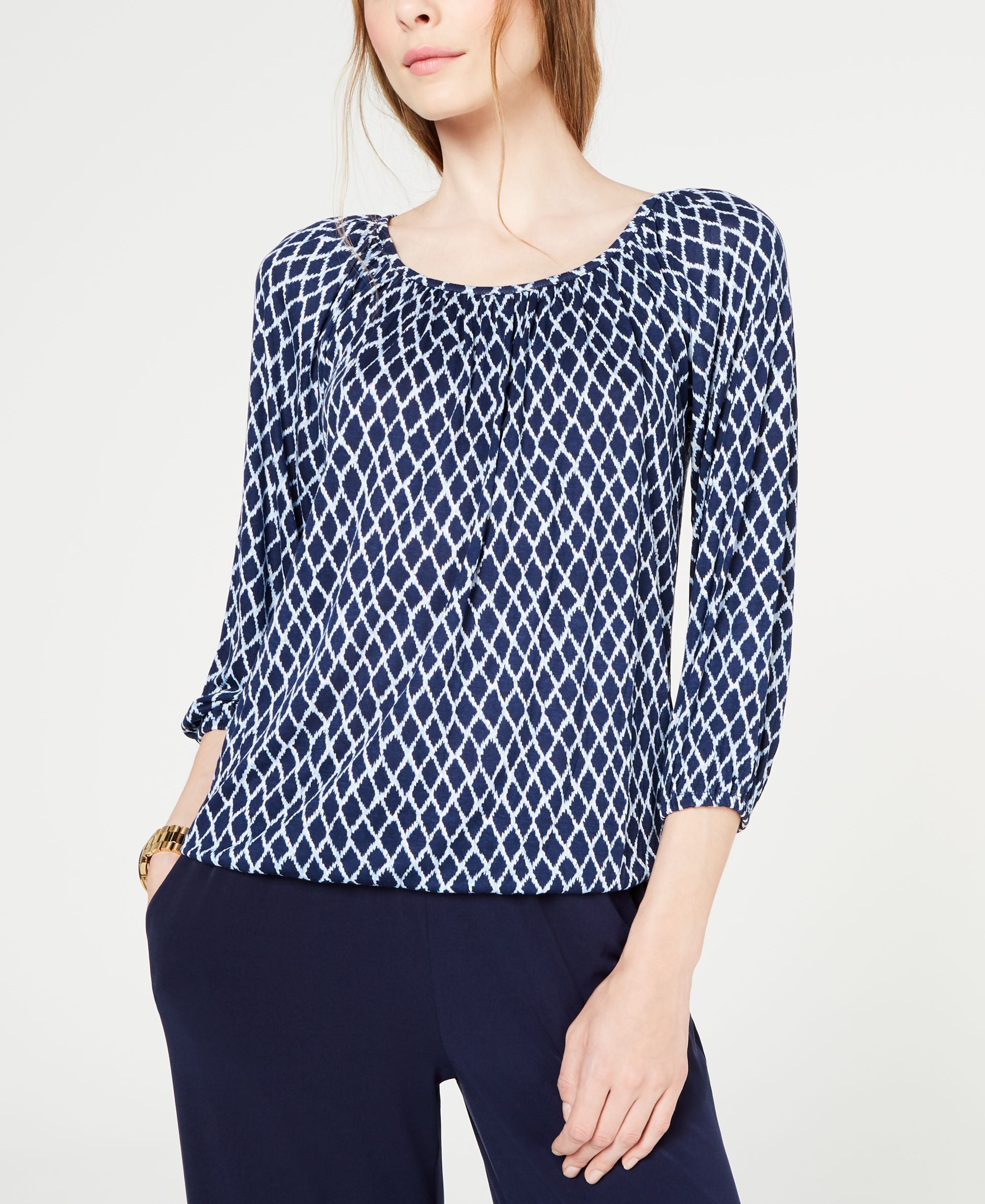 Michael Michael Kors Printed Peasant Top