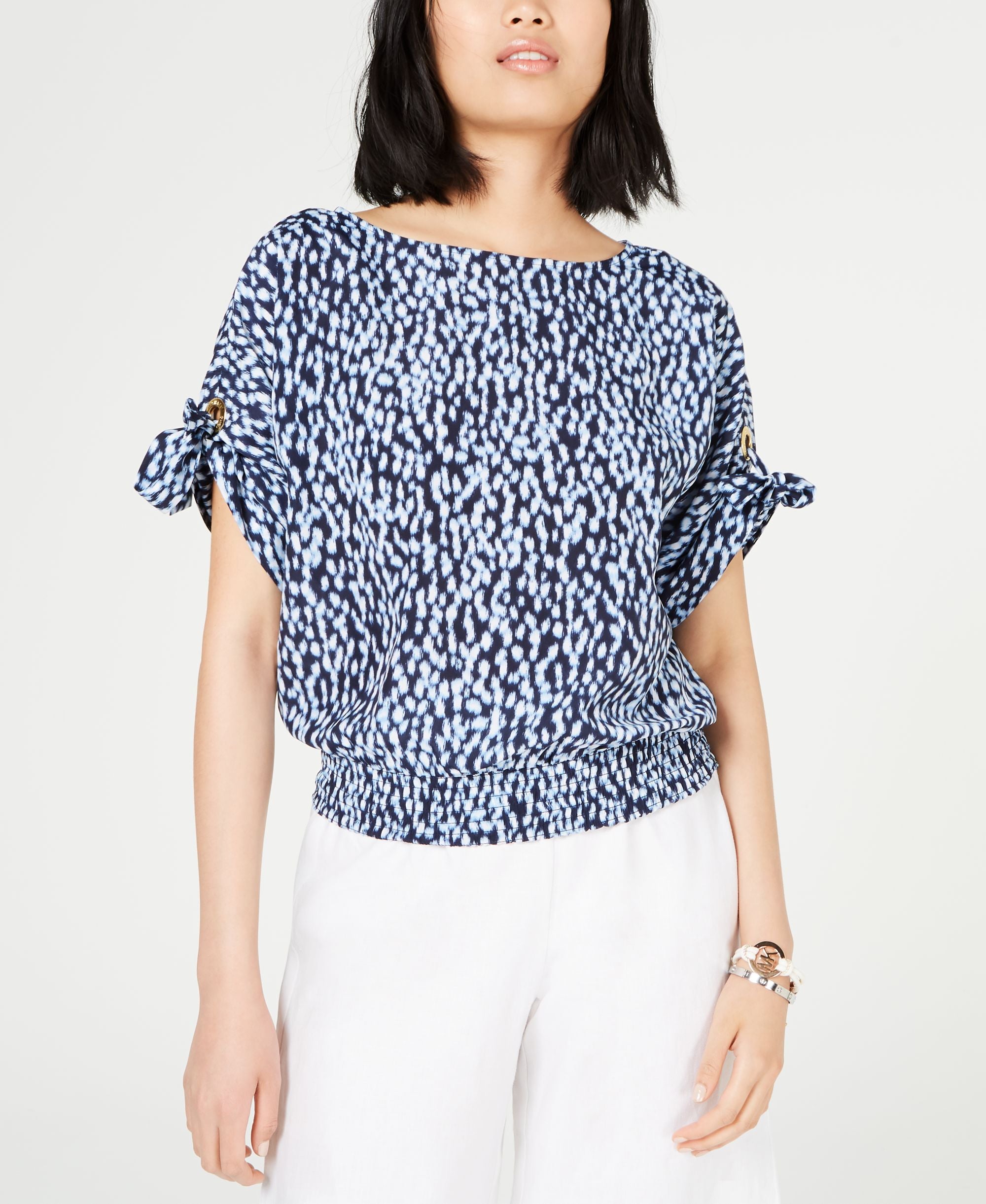 Michael Michael Kors Printed Boat Neck Top