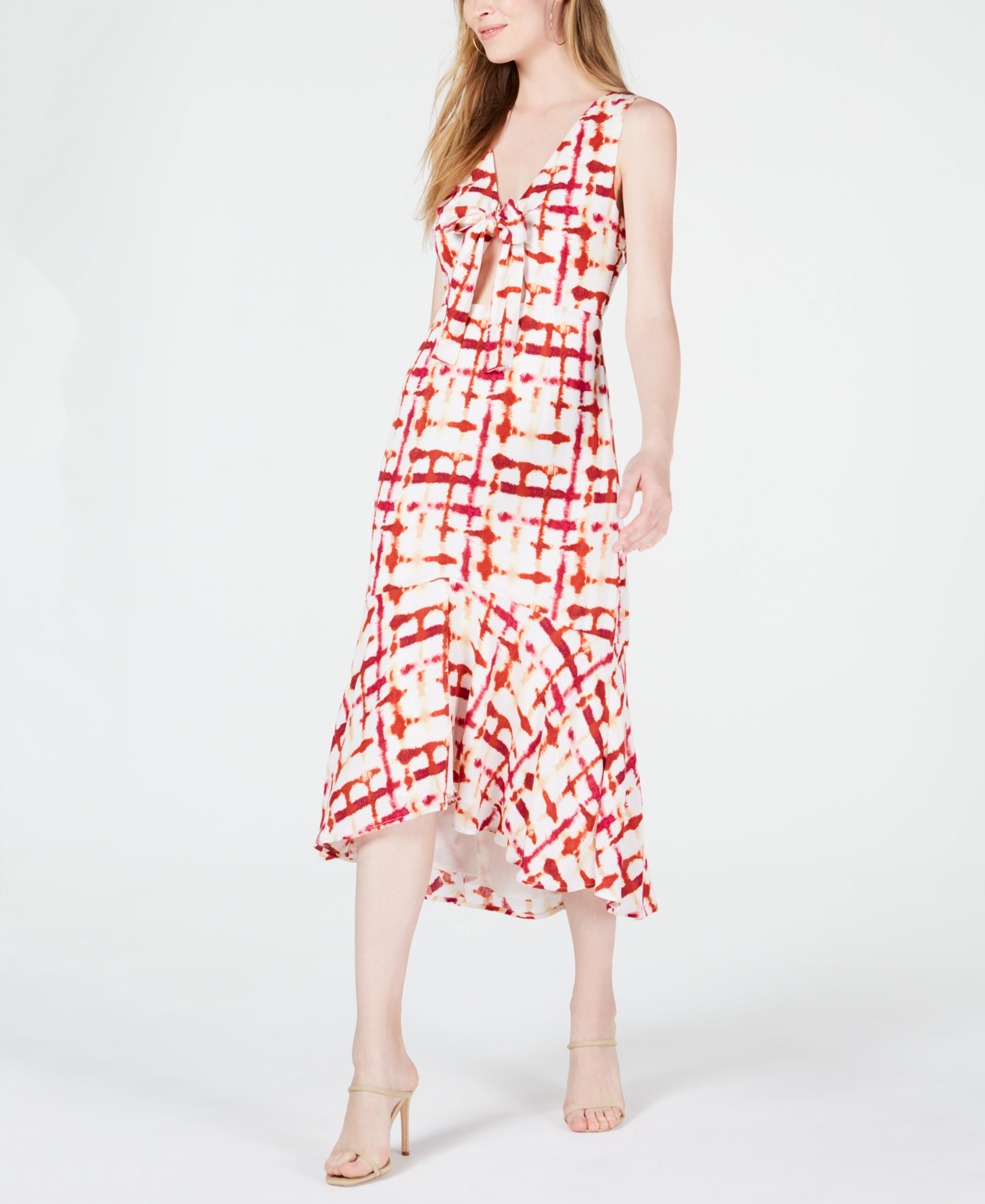 Printed Cutout Midi Dress