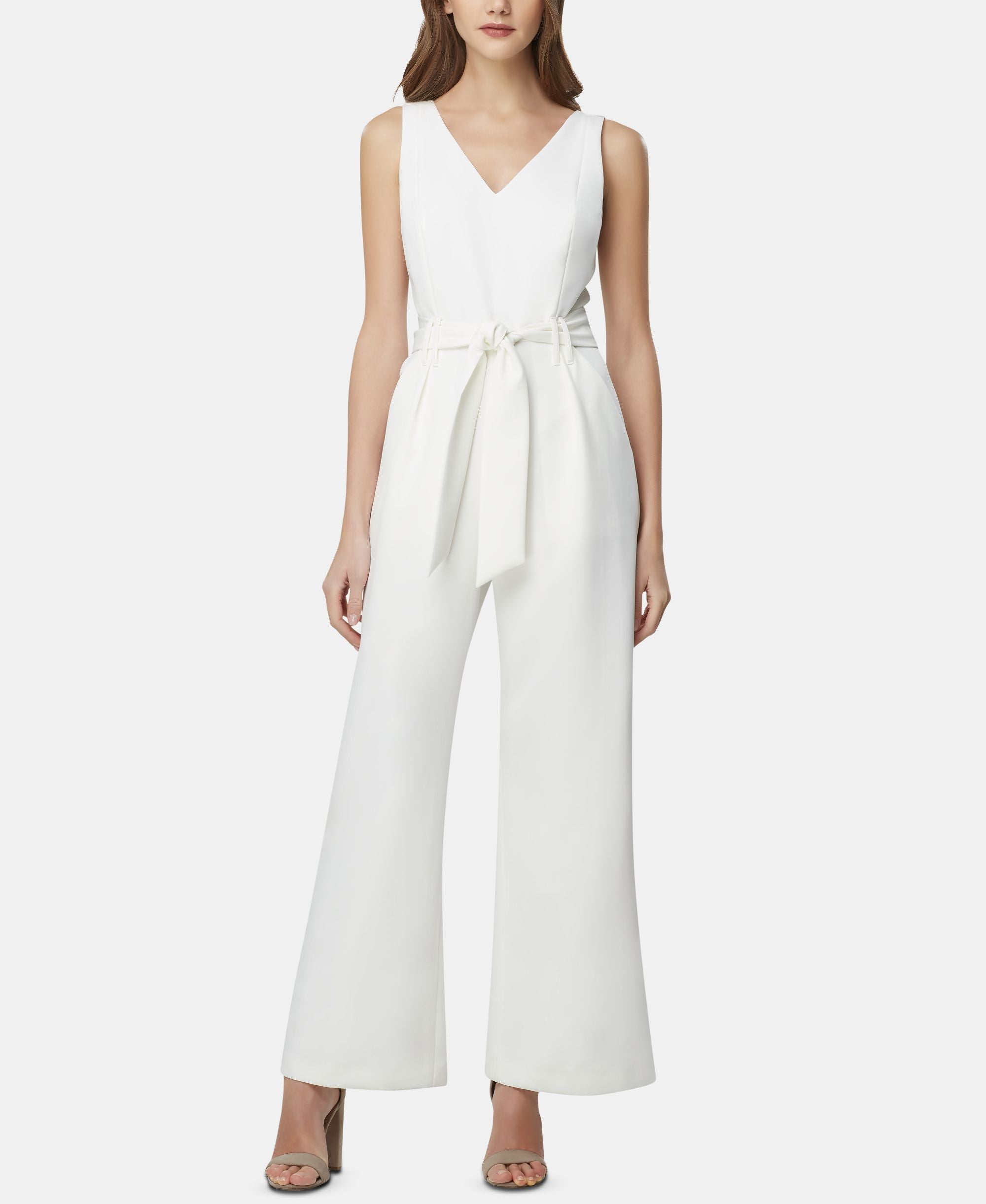 Tahari Asl Tie Waist Wide Leg Jumpsuit
