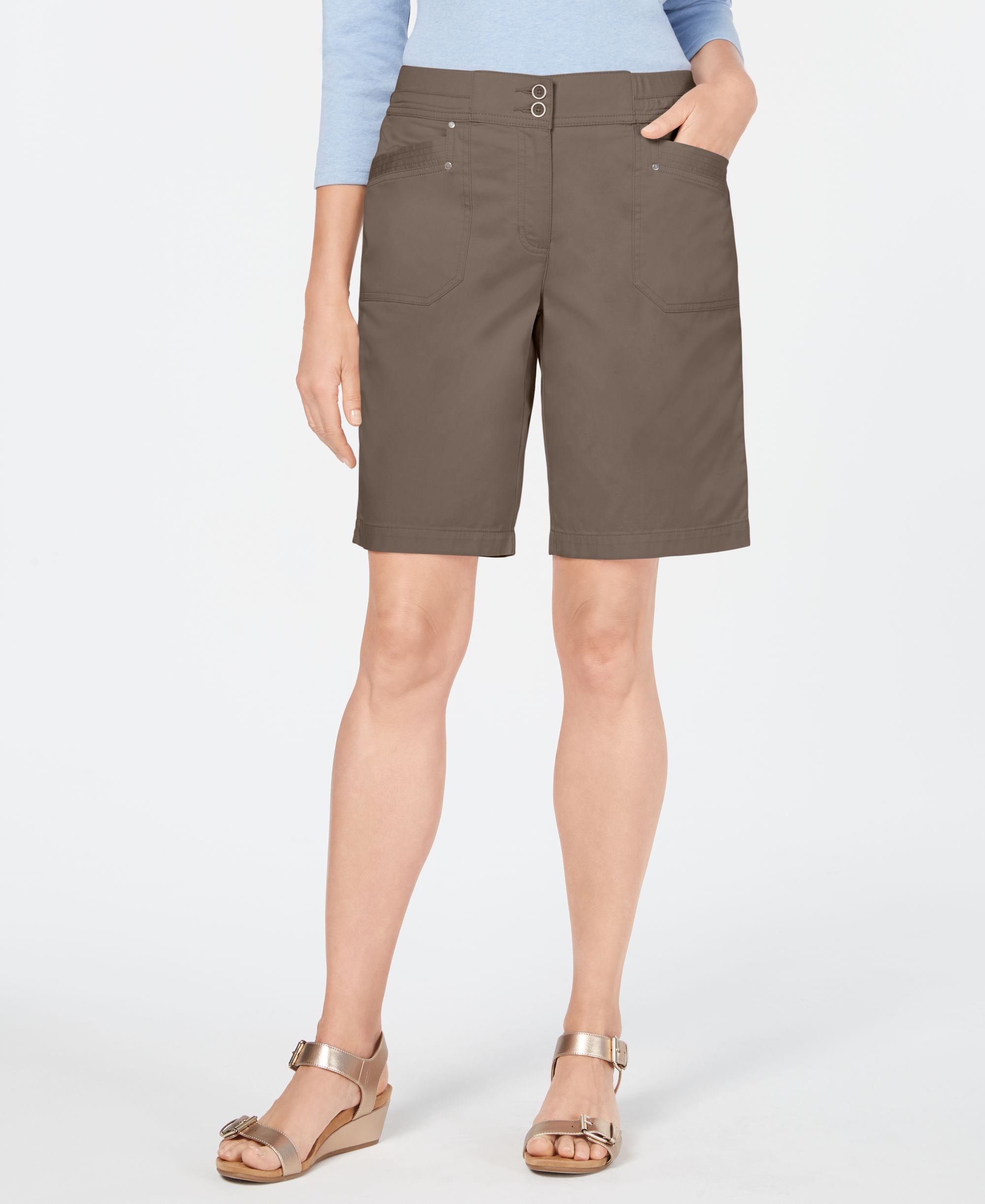 Knit-Waistband Bermuda Shorts