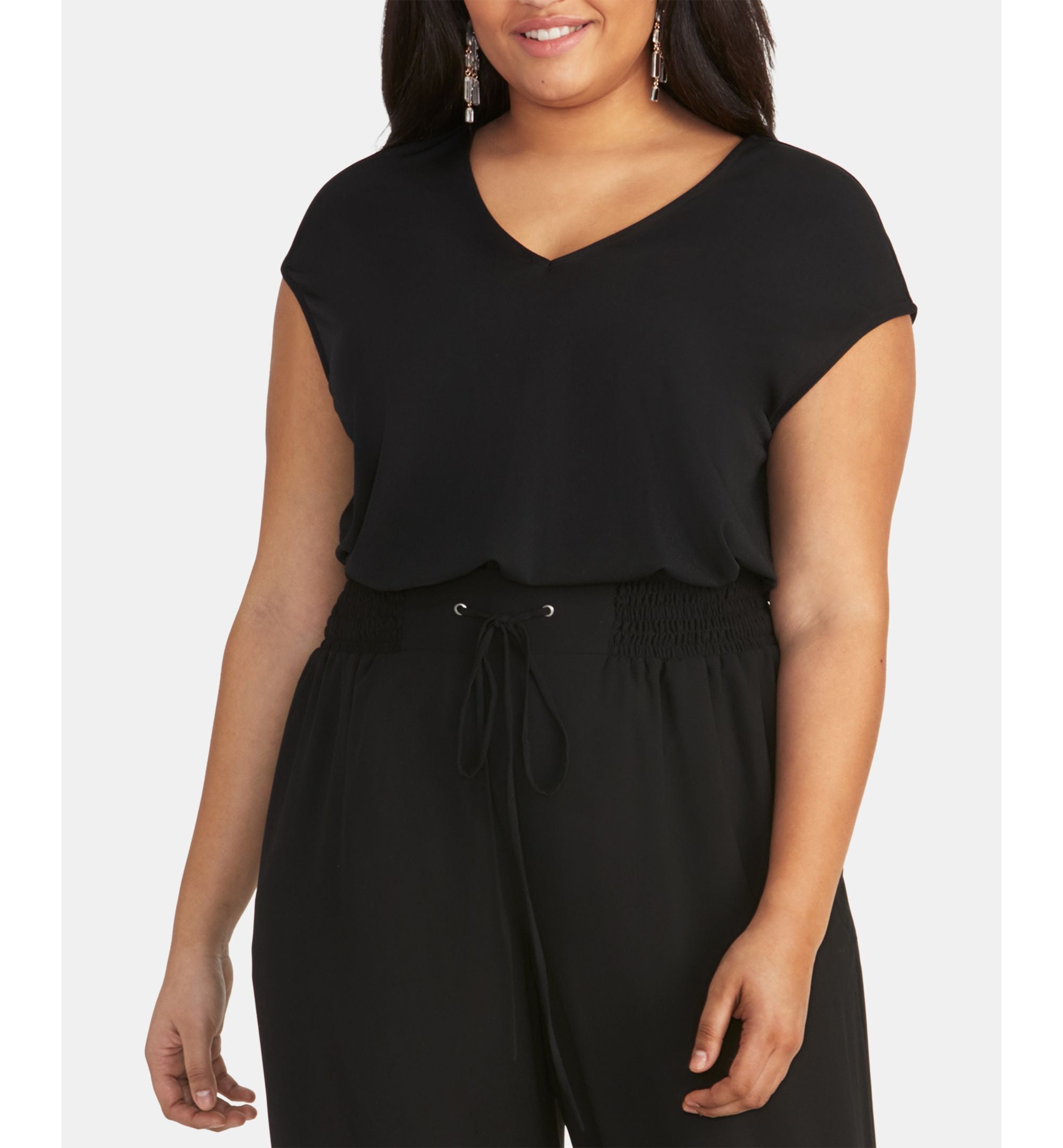 Bina Trendy Plus Size  Cropped V-Neck Top