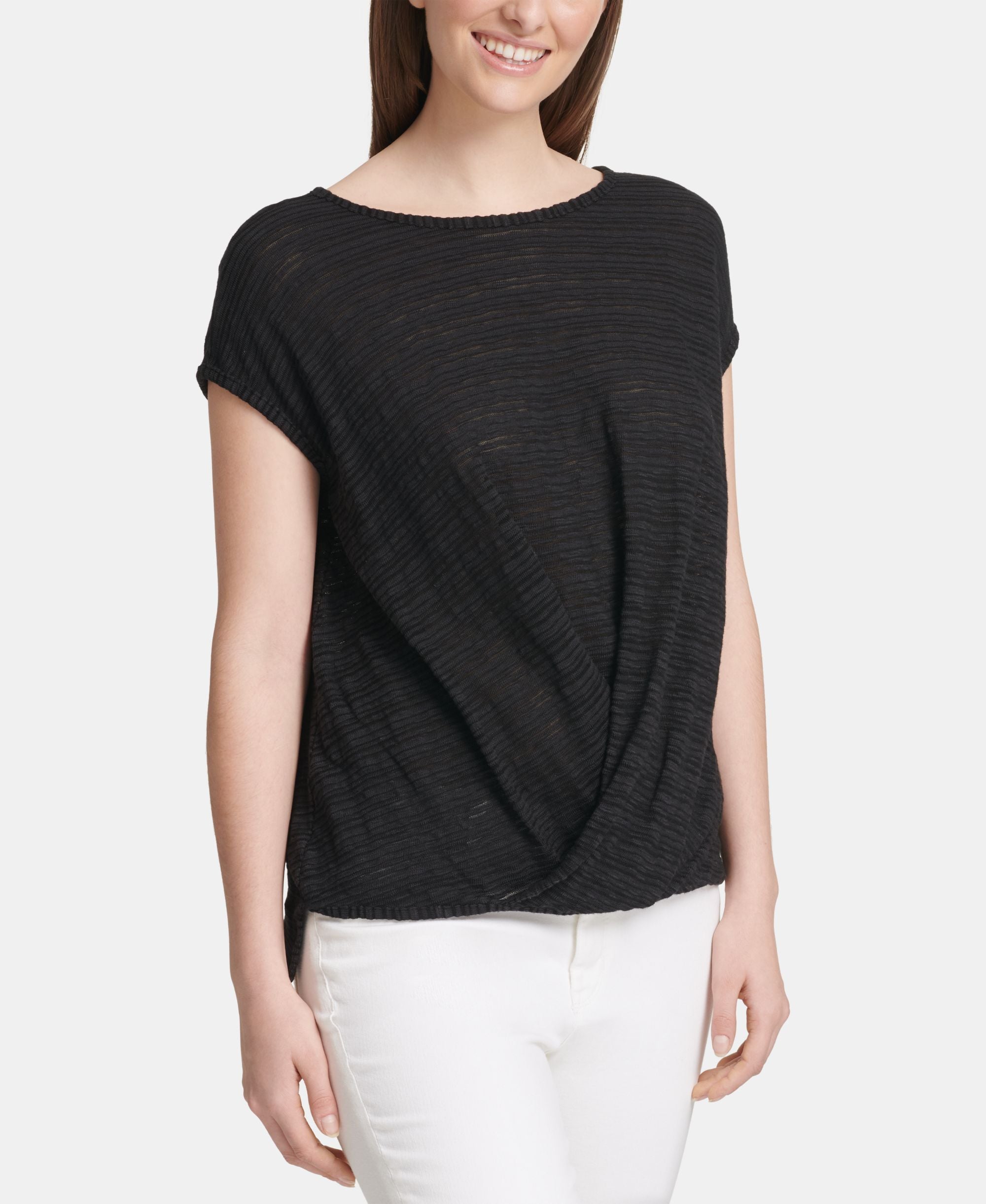 DKNY Twist Front Short Sleeve Top