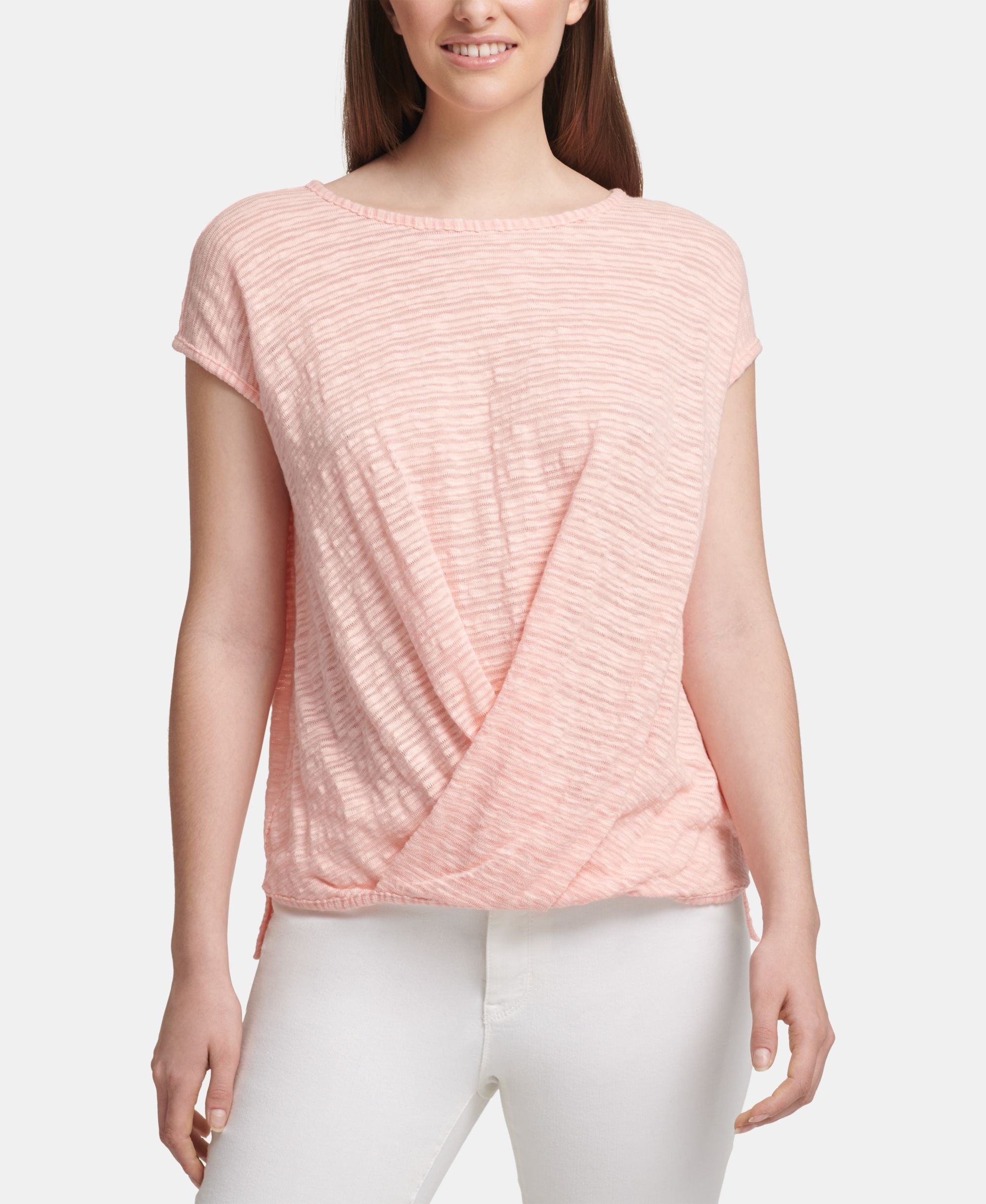 DKNY Twist Front Short Sleeve Top