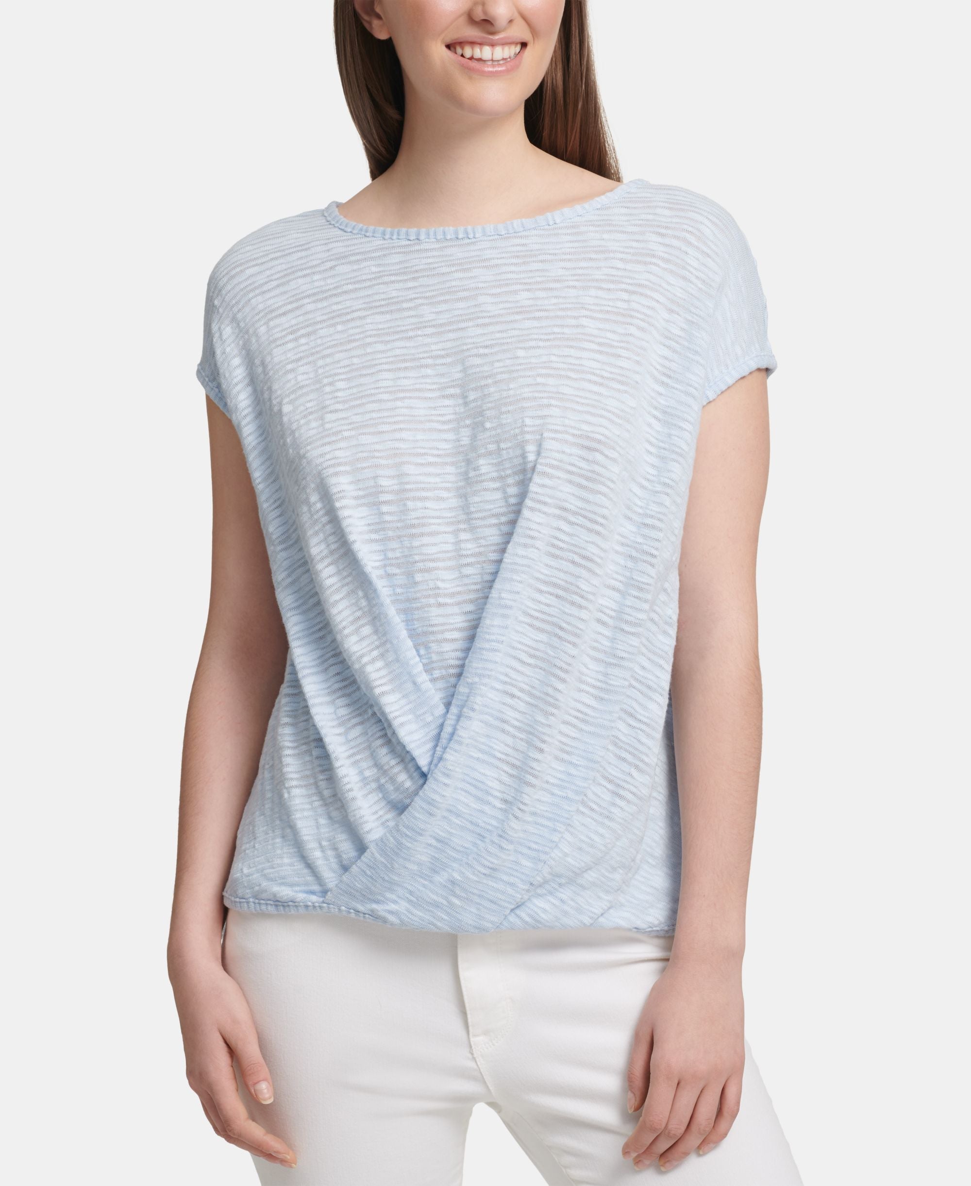 DKNY Twist Front Short Sleeve Top
