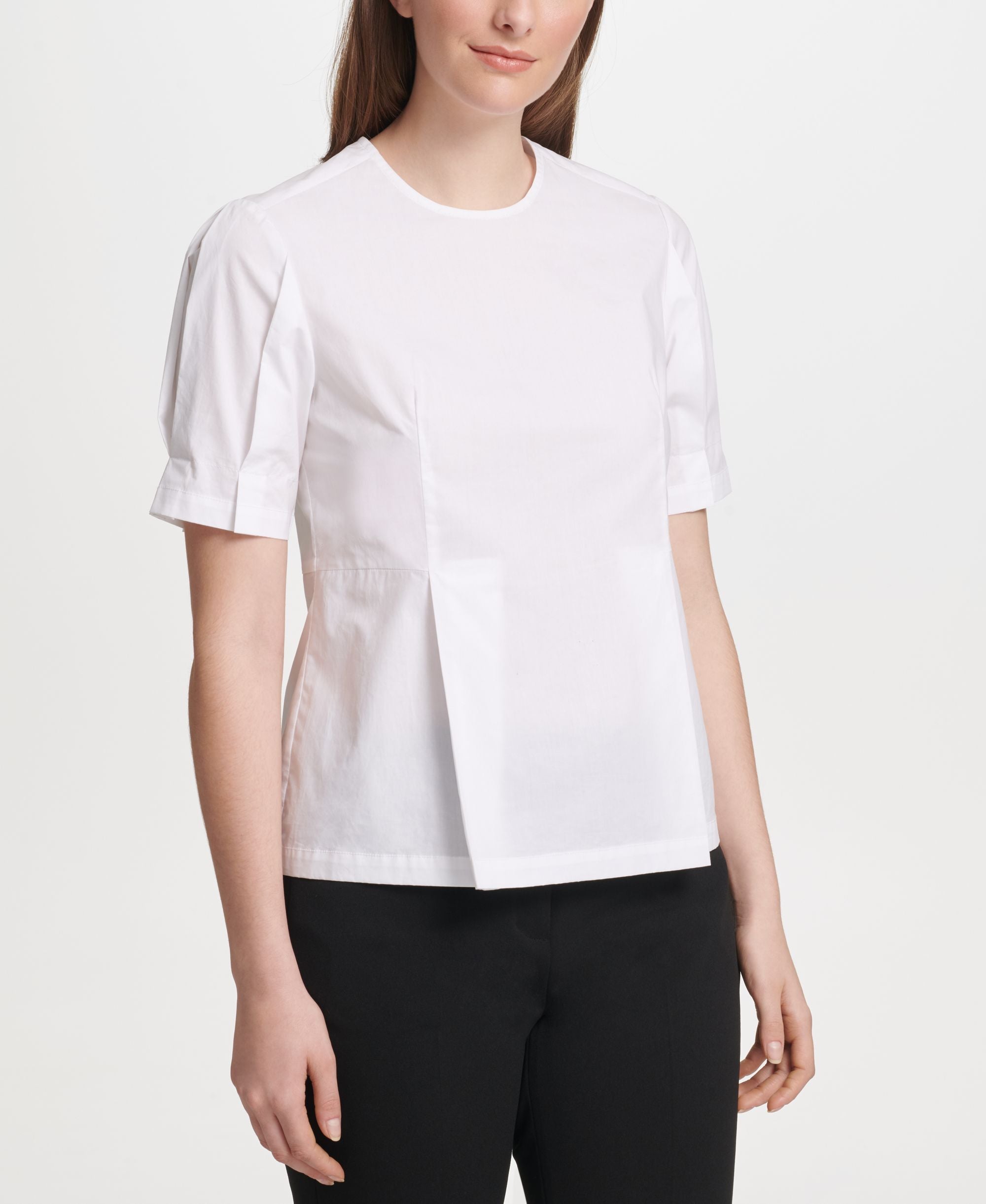 DKNY Cotton Puff Sleeve Peplum Blouse
