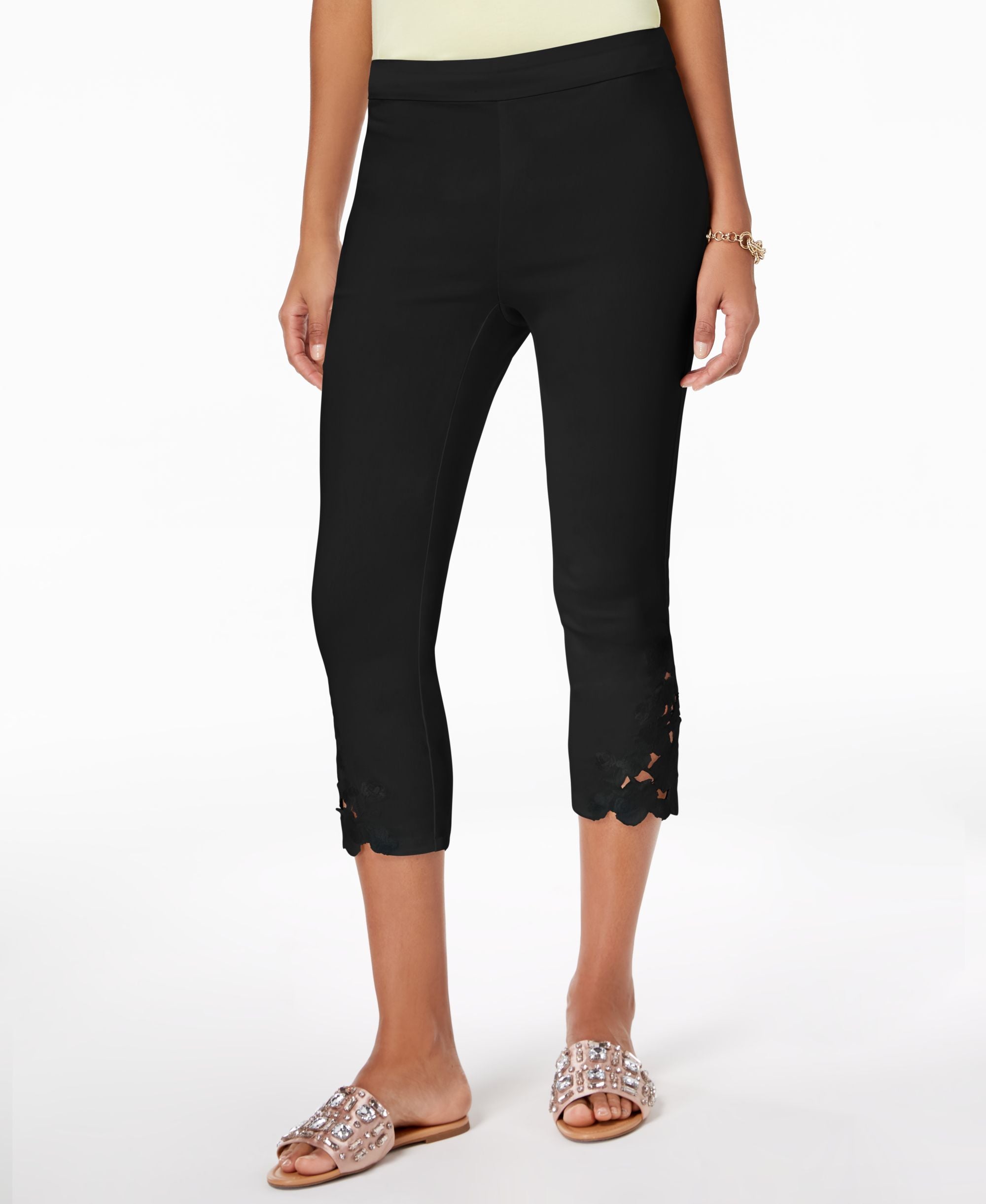 INC International Concepts Petite Lace Hem Capri Pants