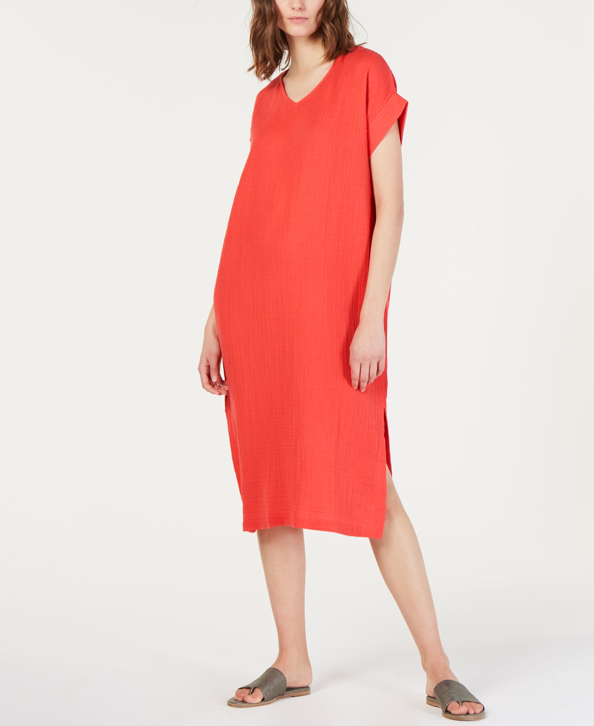 Organic Cotton Crinkled Dress, Regular & Petite