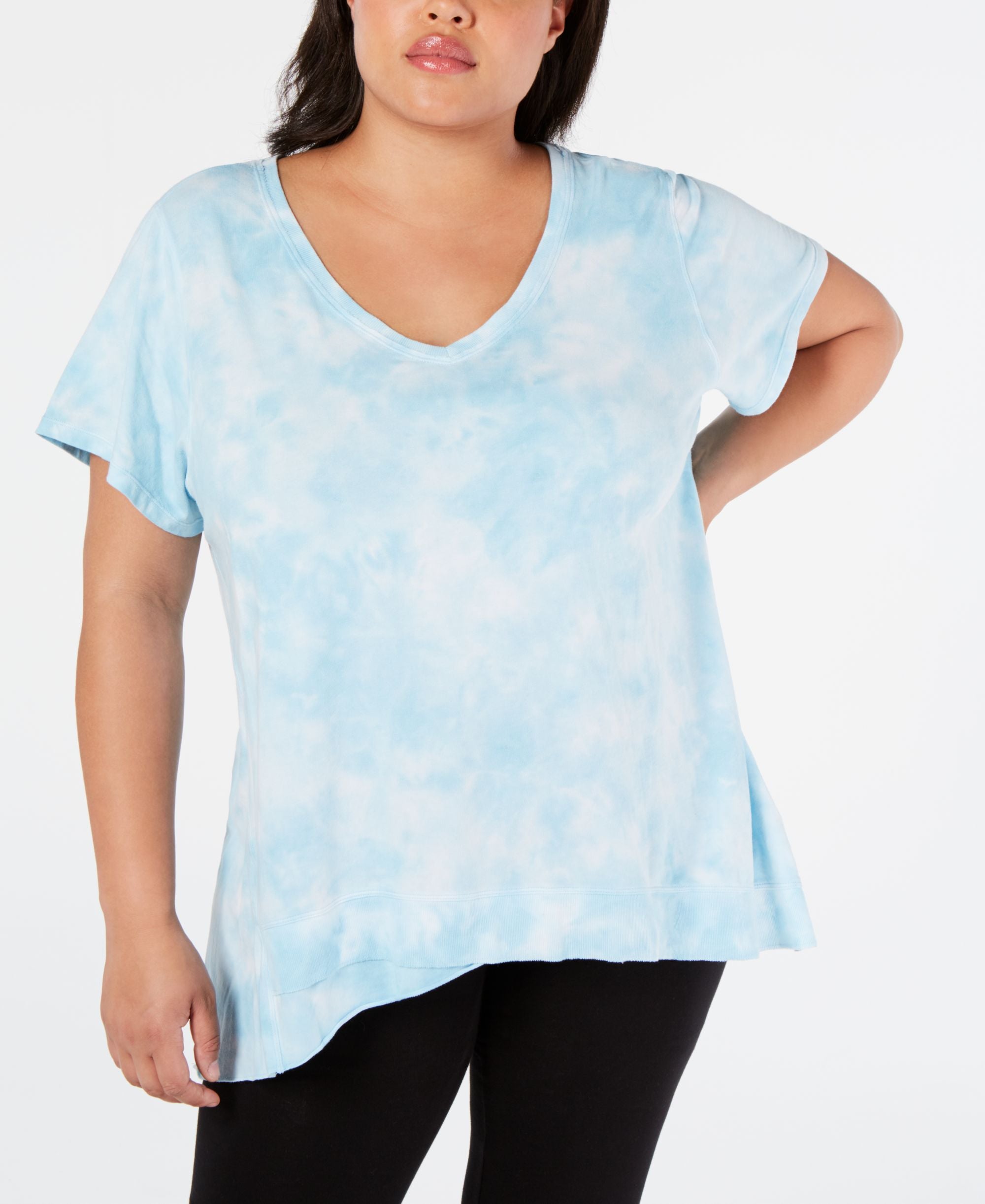 Calvin Klein Performance Plus Size Tie Dyed High Low Top