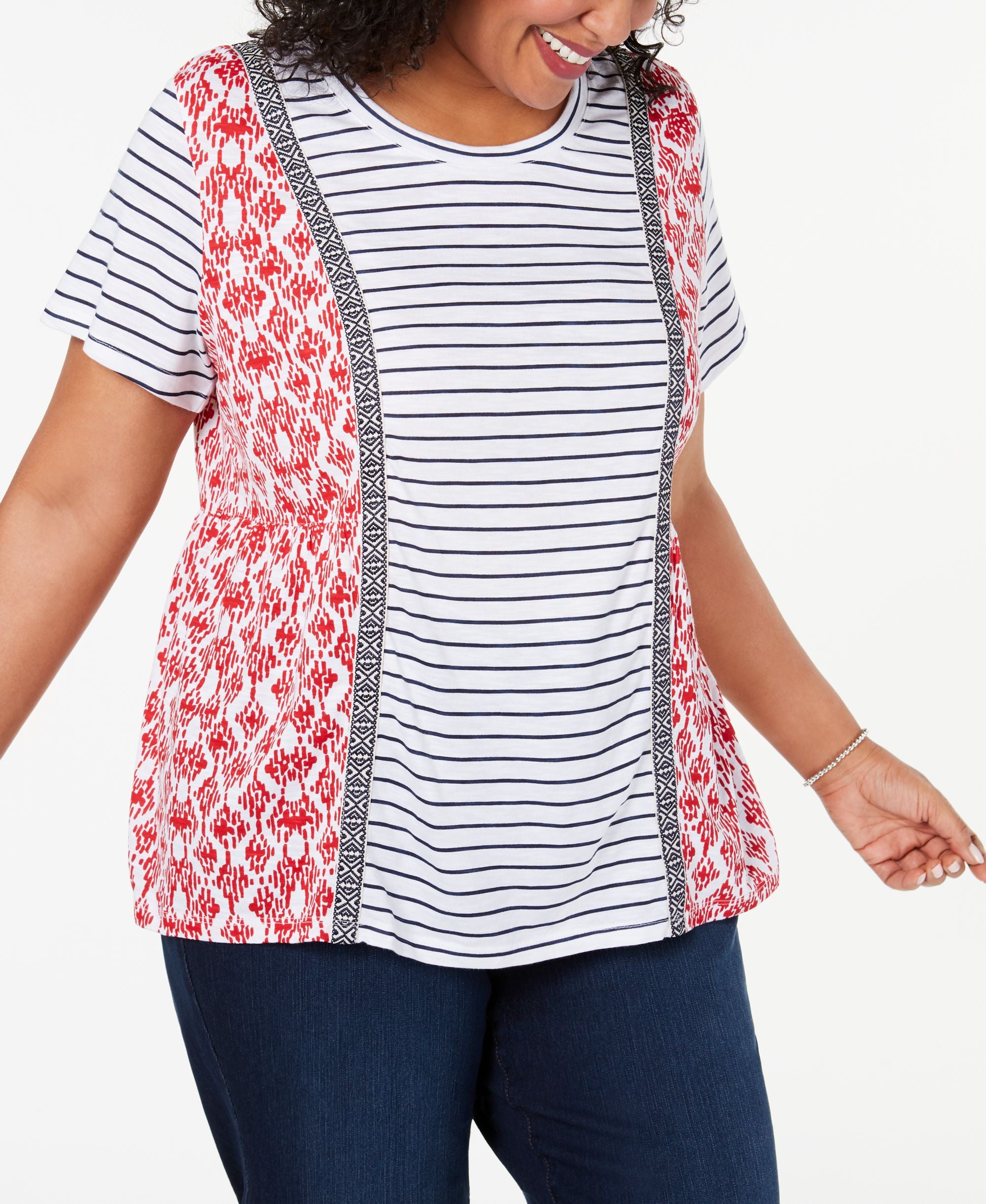 Style & Co Plus Size Mixed Print T-Shirt