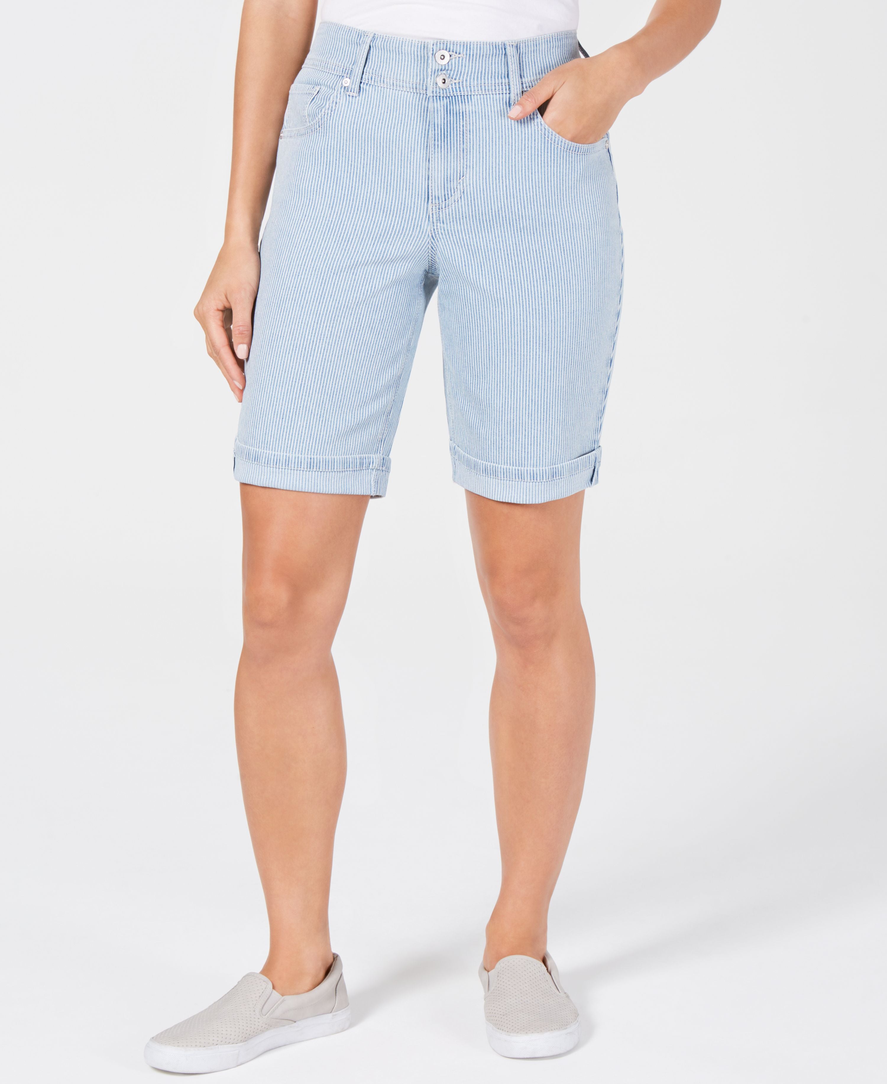 Style & Co Women's Denim Railroad Cuff Shorts Sedona 10