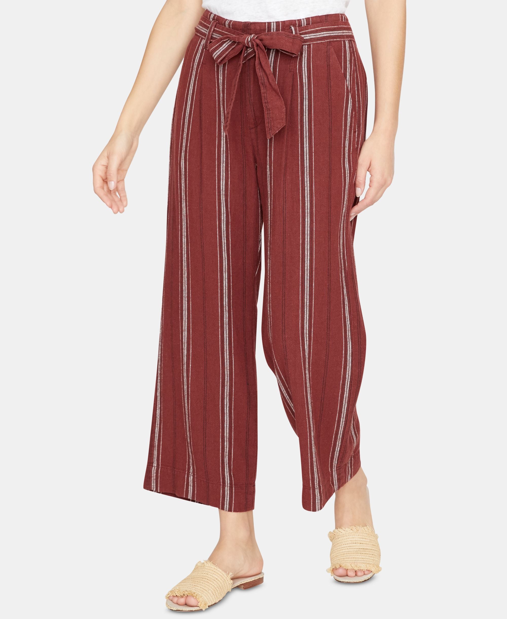 Inland Striped Wide-Leg Capri Pants