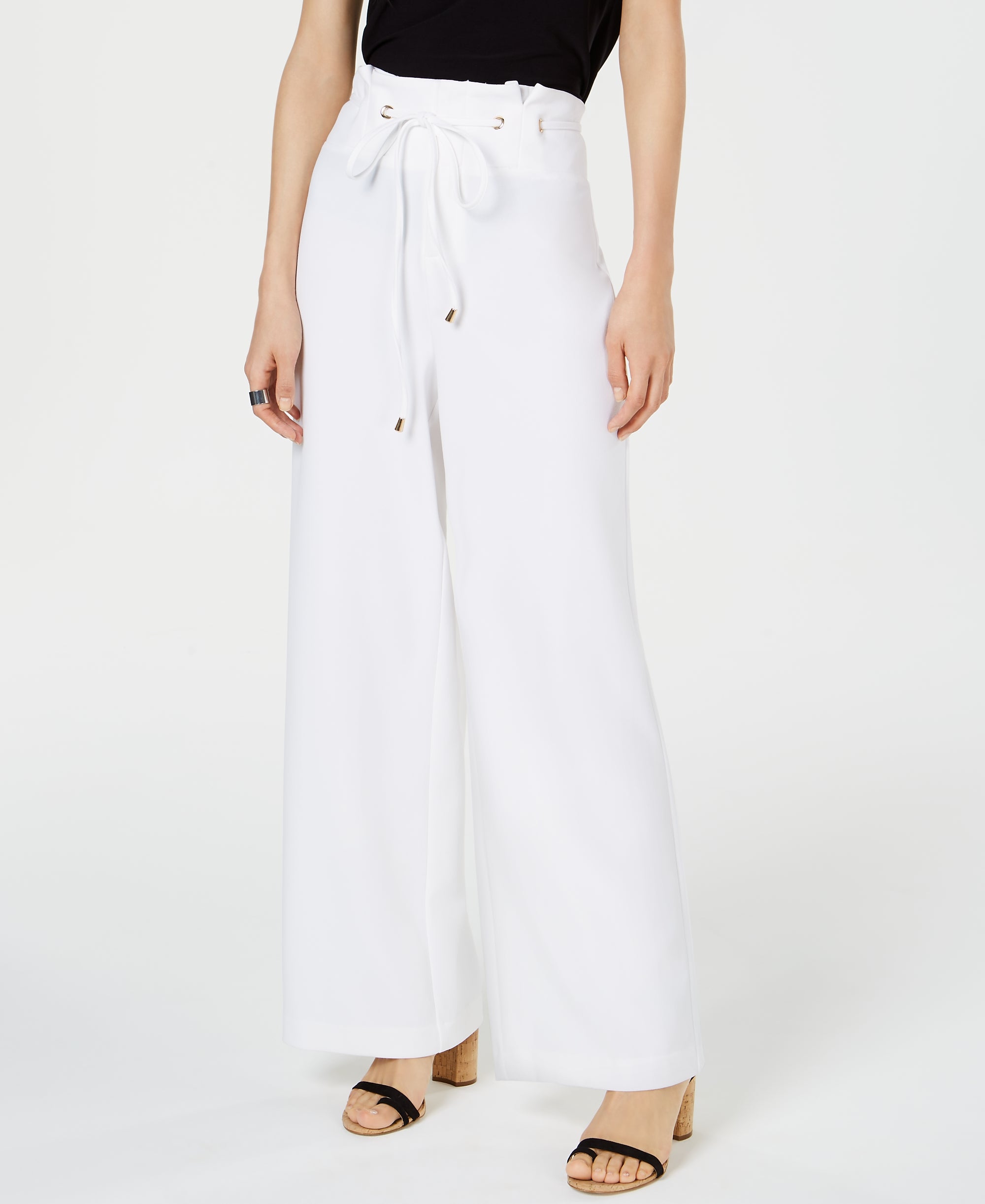 INC Wide-Leg Paperbag Pants