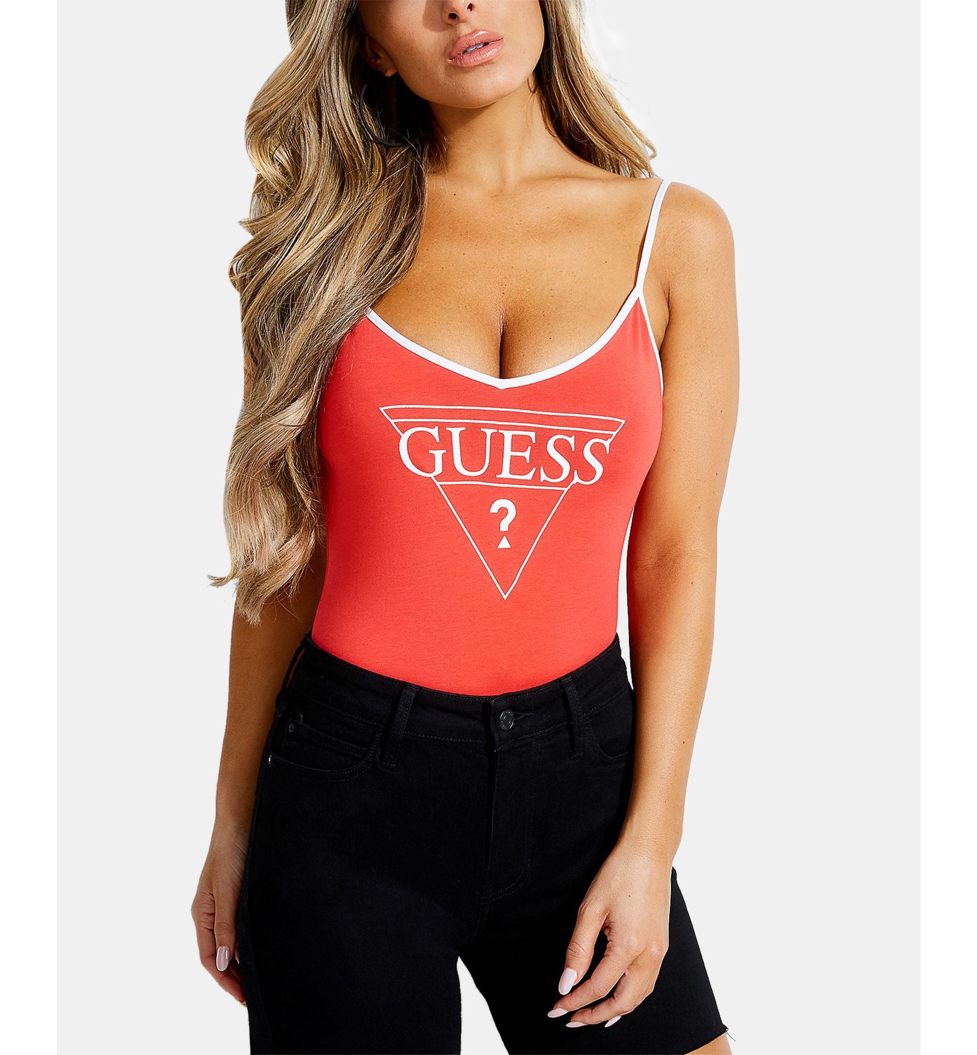 Guess Dynasty Logo Print Thong Bodysuit