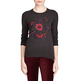 Lauren Ralph Lauren Floral Embroidered Sweater