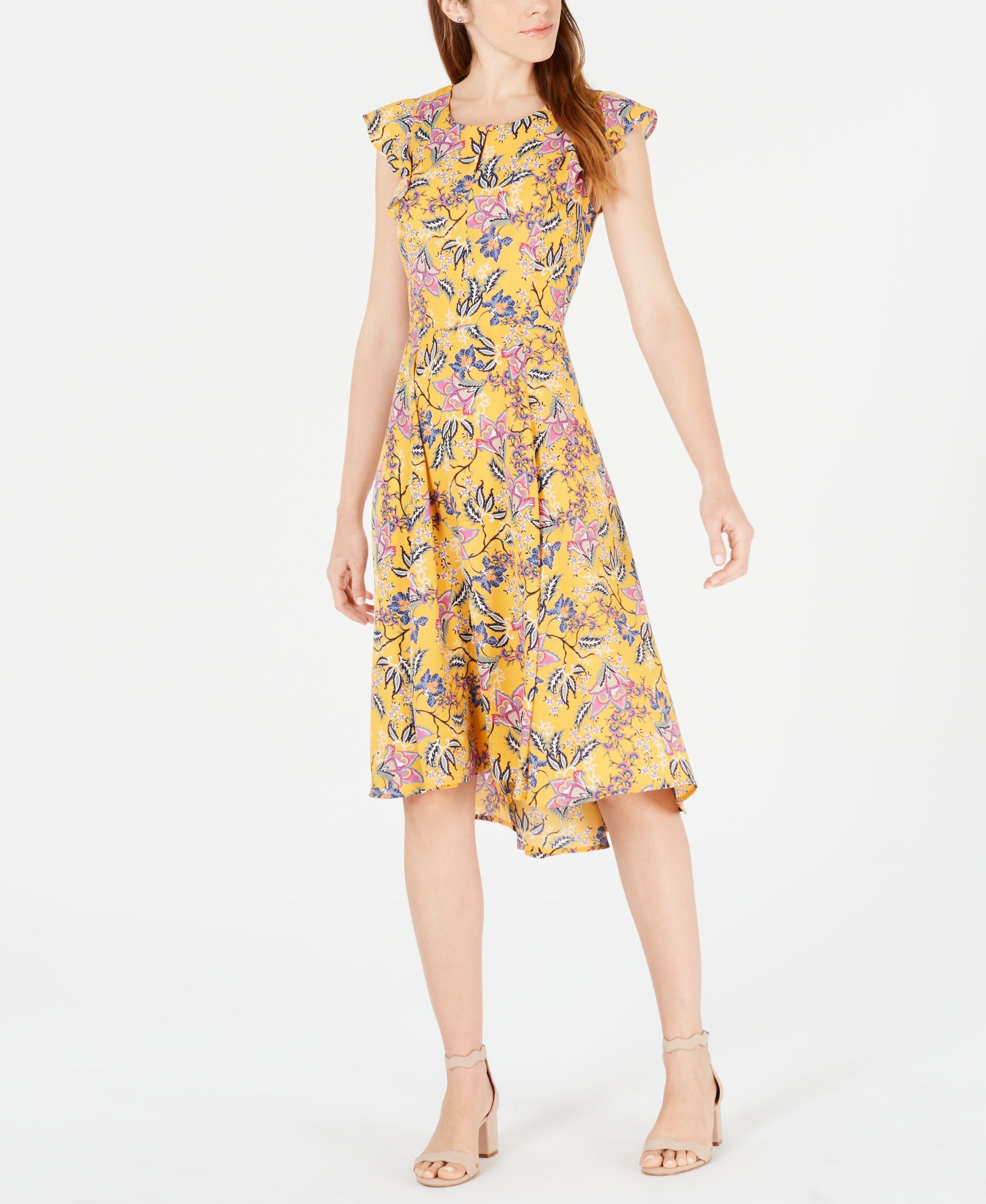 Maison Jules Floral Print High Low Dress