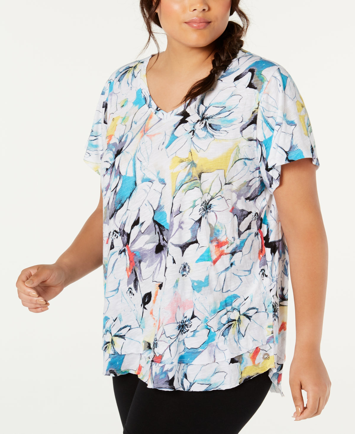 Calvin Klein Performance Women's Plus Size V-Neck T-Shirt