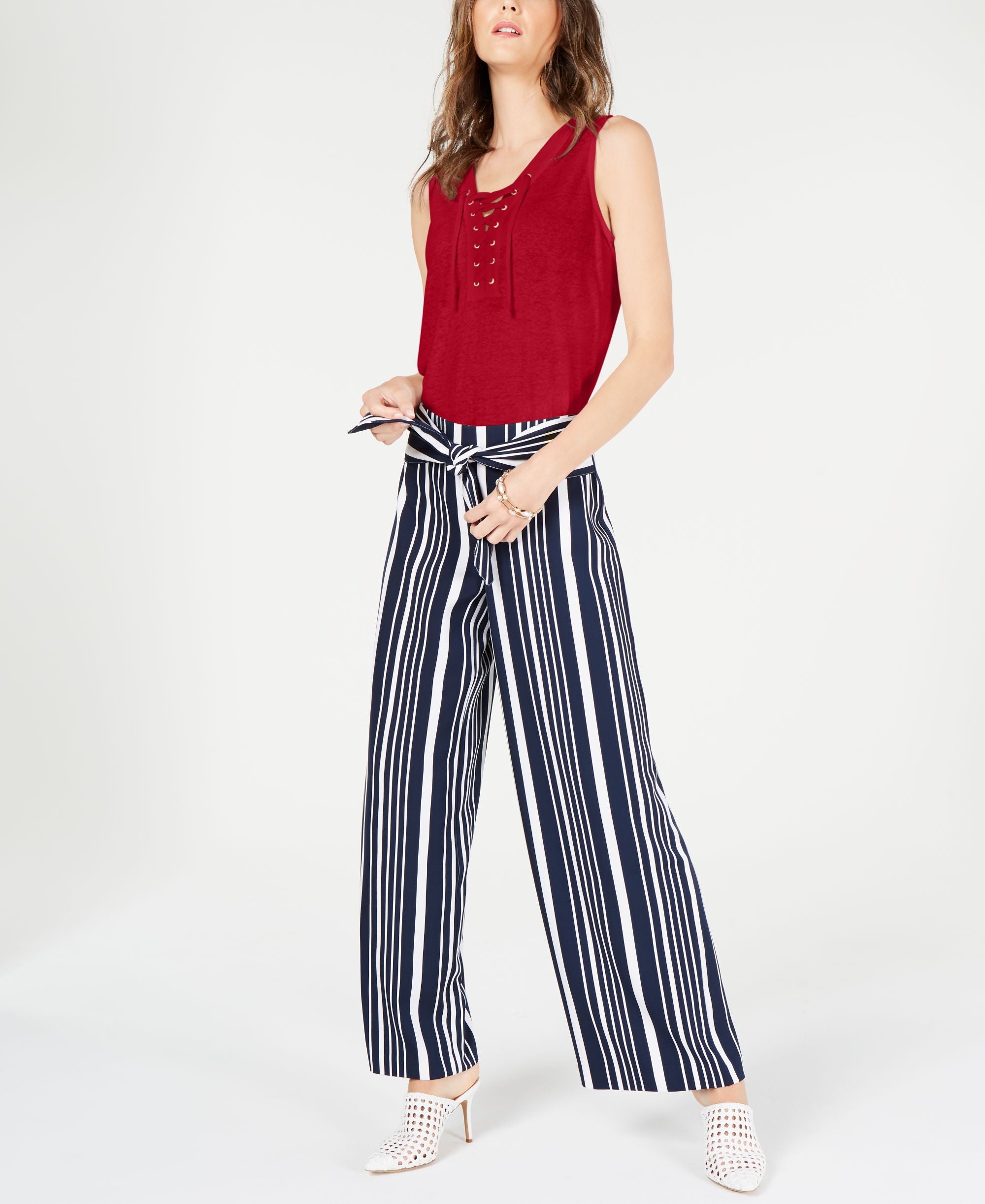 INC Petite Lace-Up Top