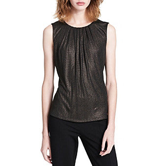 Calvin Klein Metallic Pleated Neck Cami Top