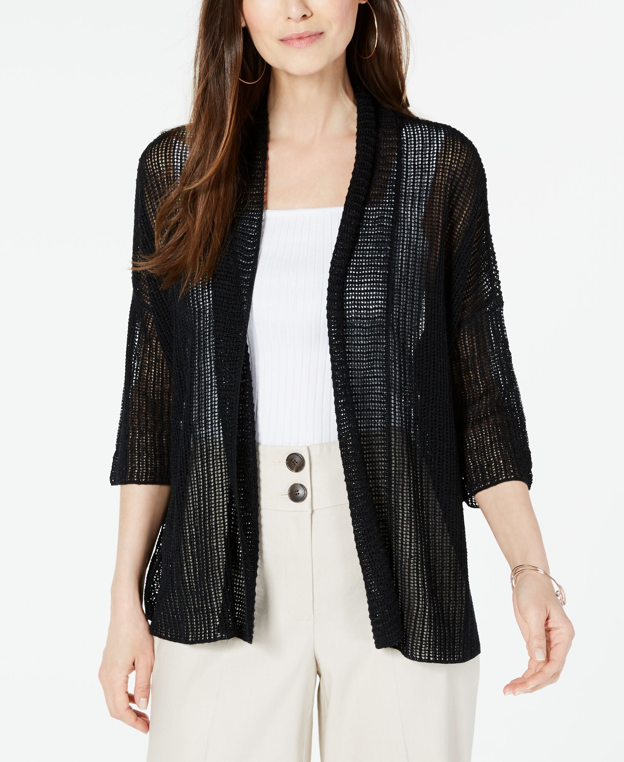 Alfani Petite Open Stitch Cardigan
