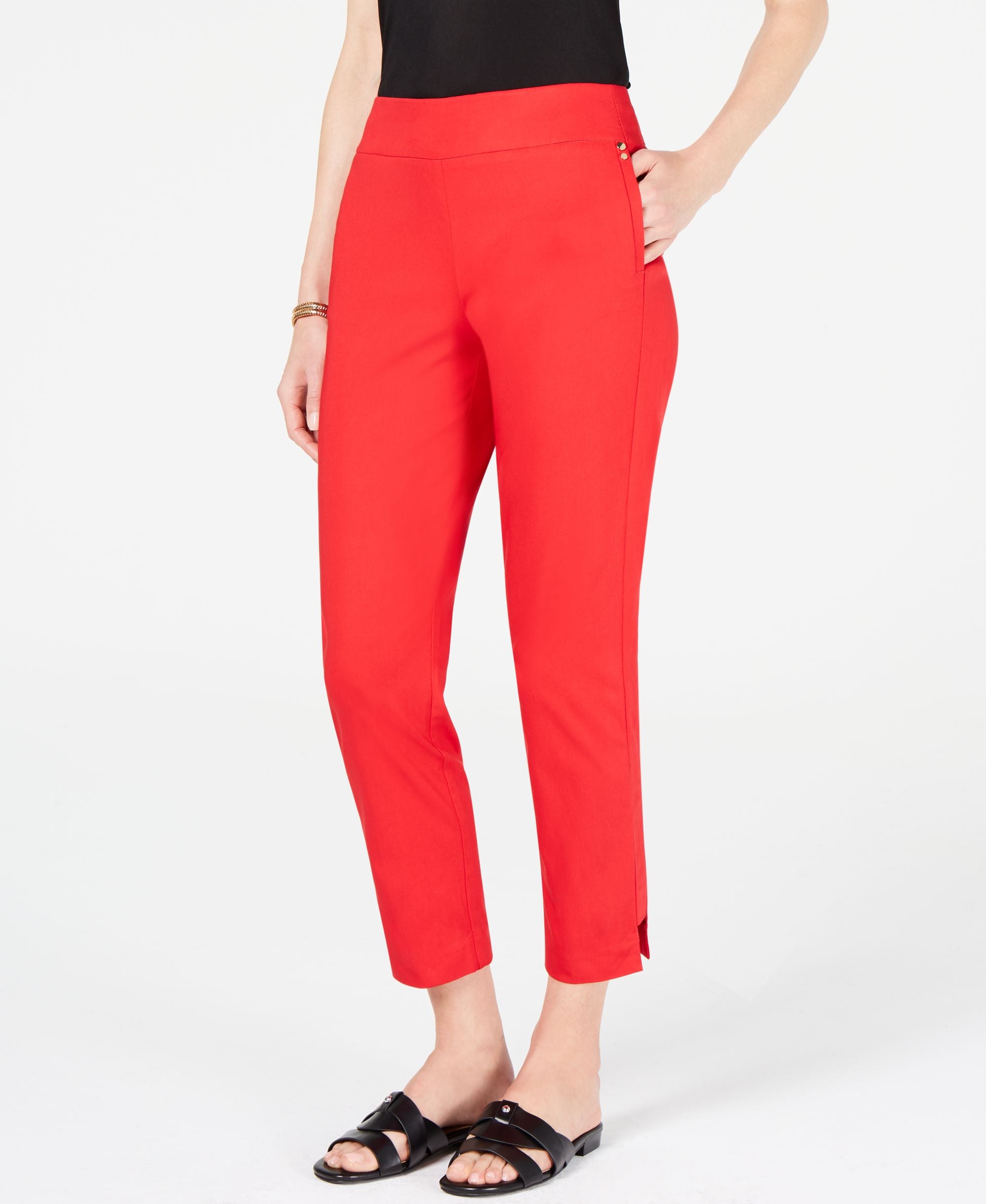 JM Collection Side Step Hem Ankle Pants