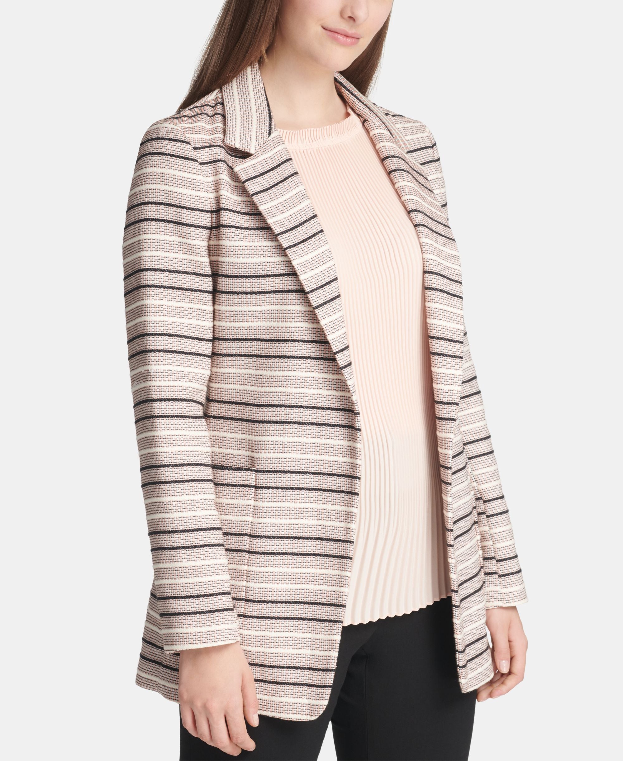 DKNY Striped Jacquard Open Front Jacket