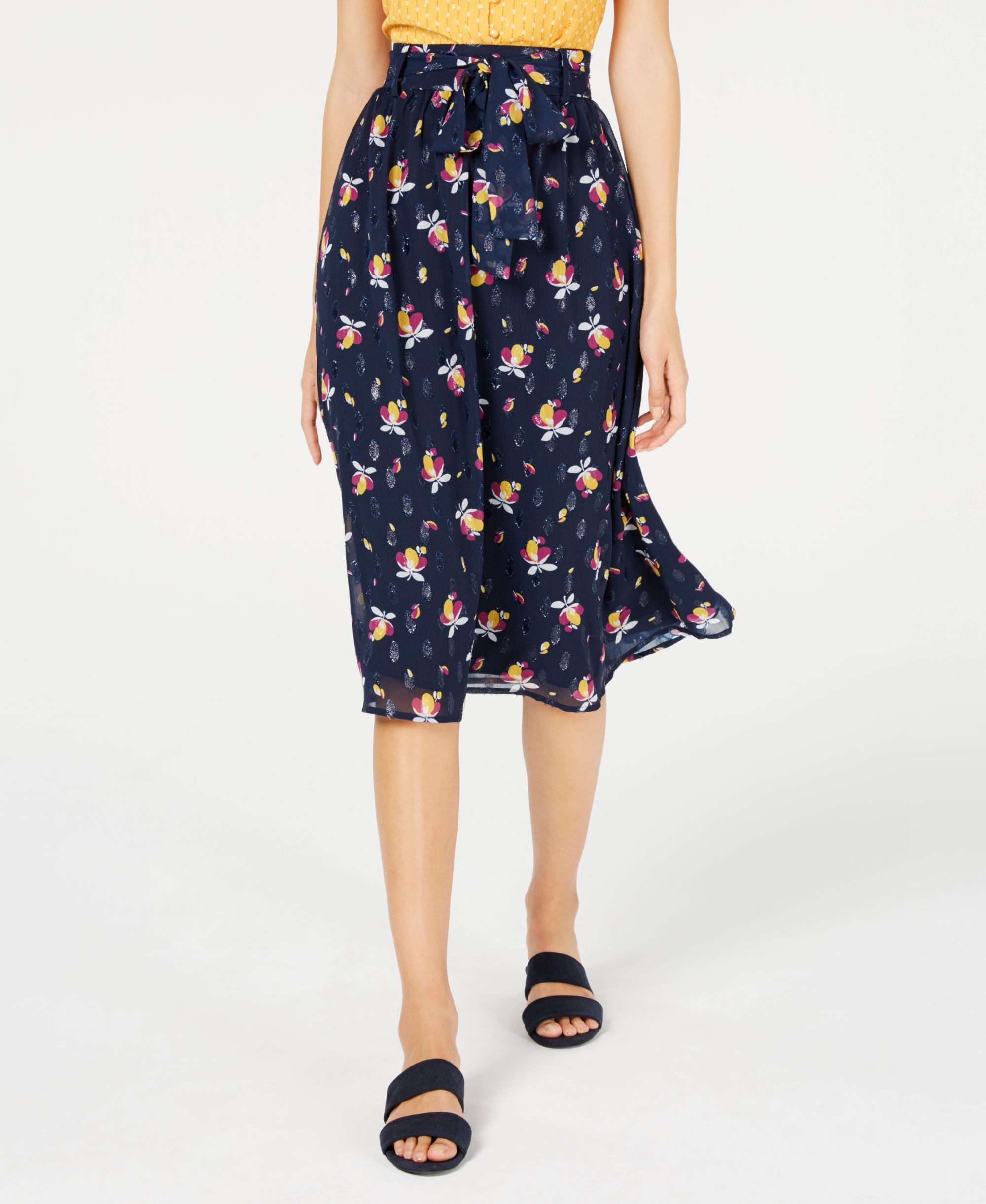 Maison Jules Belted Midi Skirt