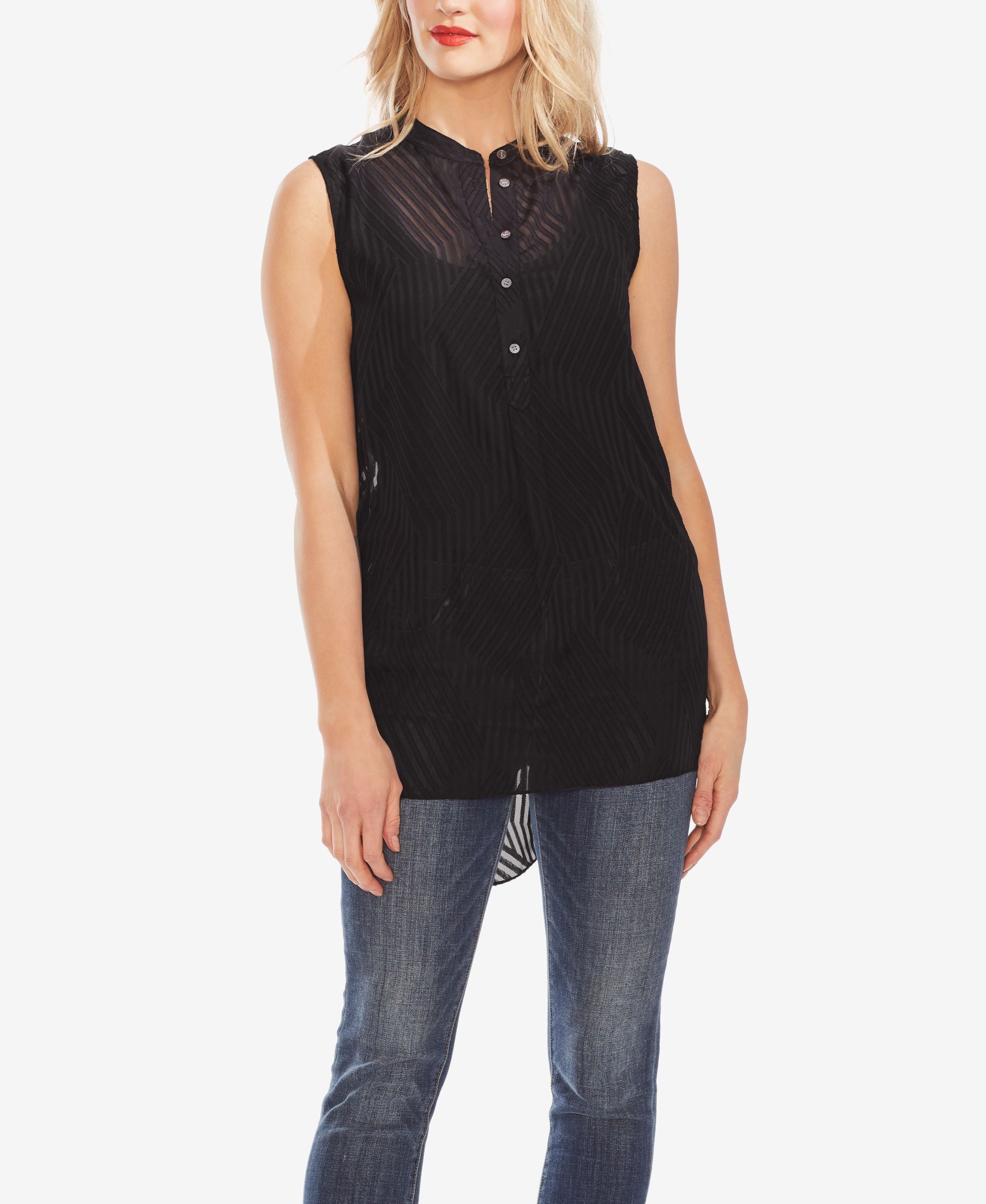 Sleeveless Semi-Sheer Blouse